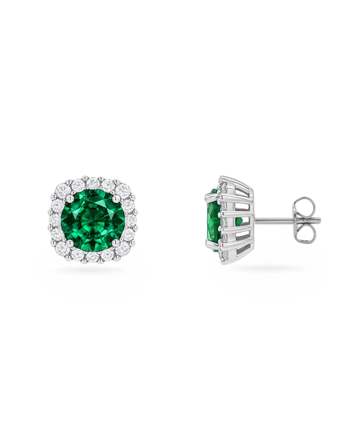 Sterling Silver Cubic Zirconia Cushion Shape Stud Earrings by Giani Bernini