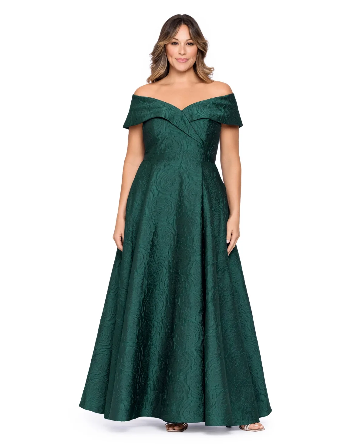 Danielle Off-the-Shoulder Brocade Ball Gown by Xscape