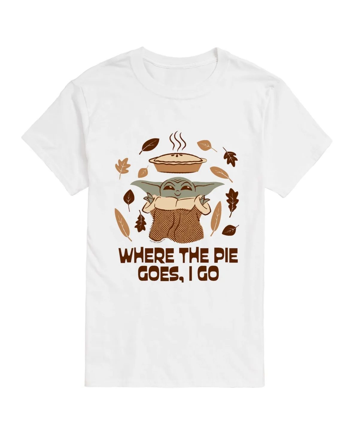 Pie Goes Grogu Goes Thanksgiving Graphic Crew Neck Regular-Fit T-Shirt by Airwaves