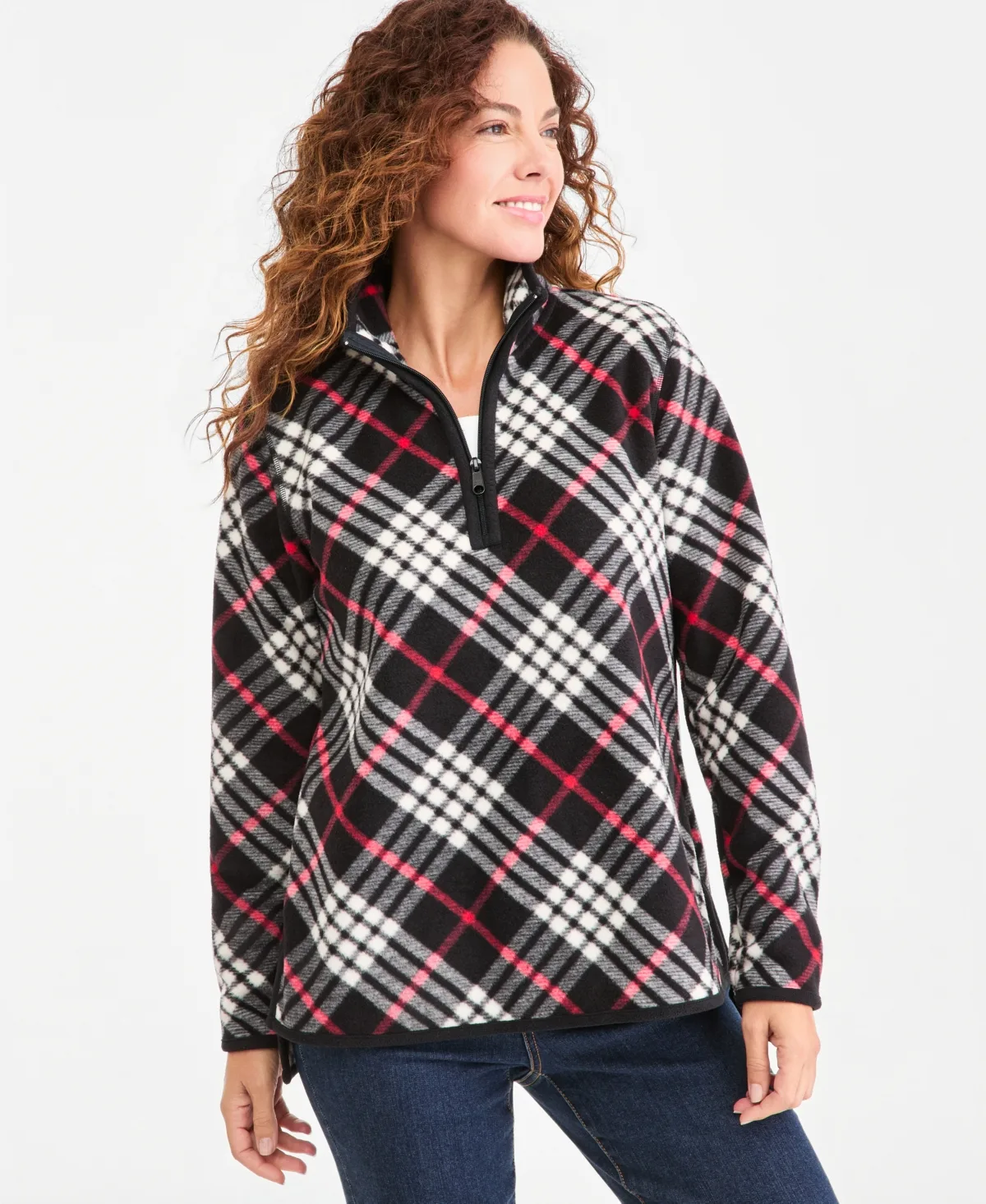 Quarter-Zip Mock-Neck Fleece Sweatshirt