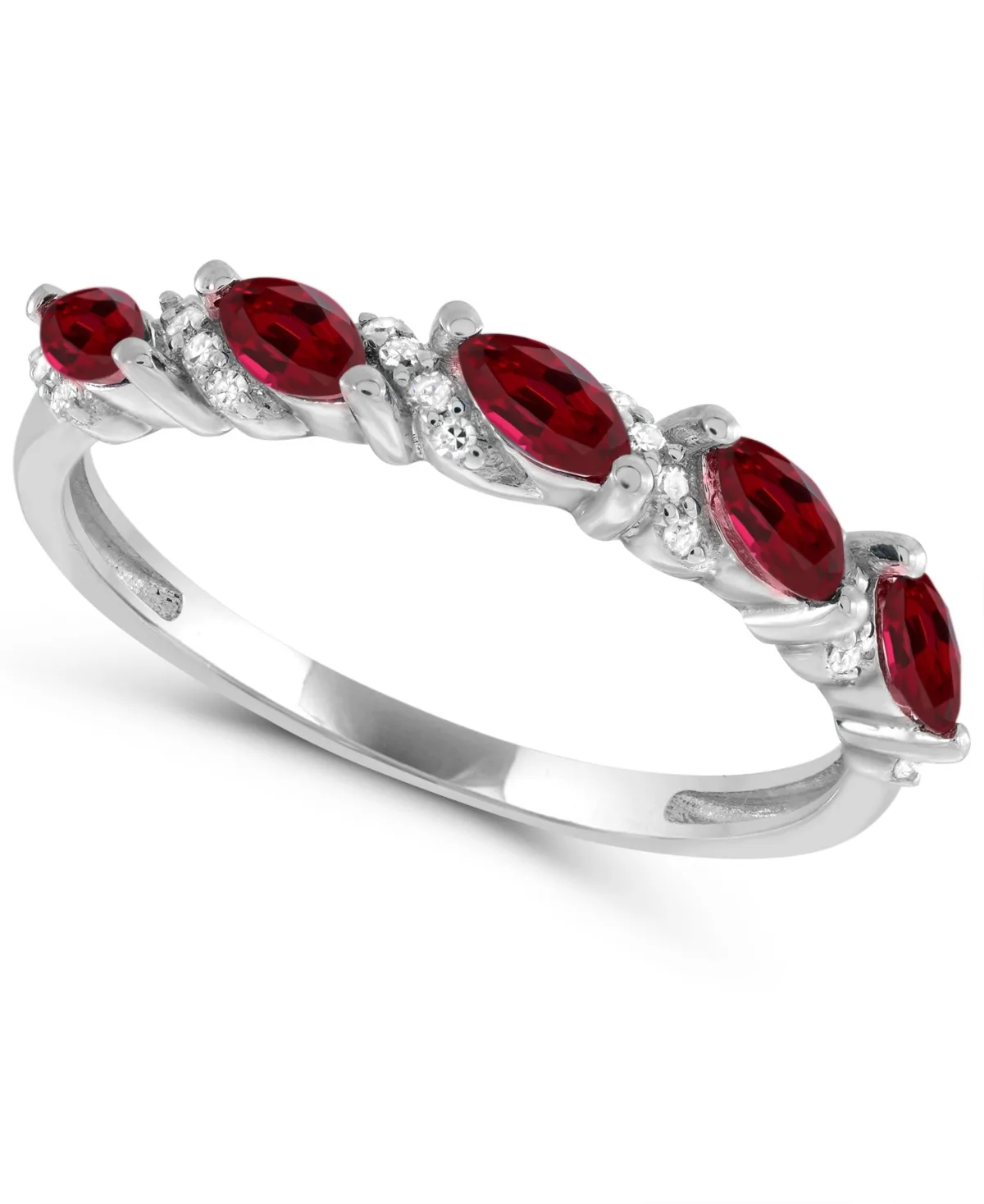 Lab-Grown Ruby and Lab-Grown White Sapphire Ring (1/2 ct. t.w. and 1/5 ct. t.w.) in Sterling Silver by Macy's