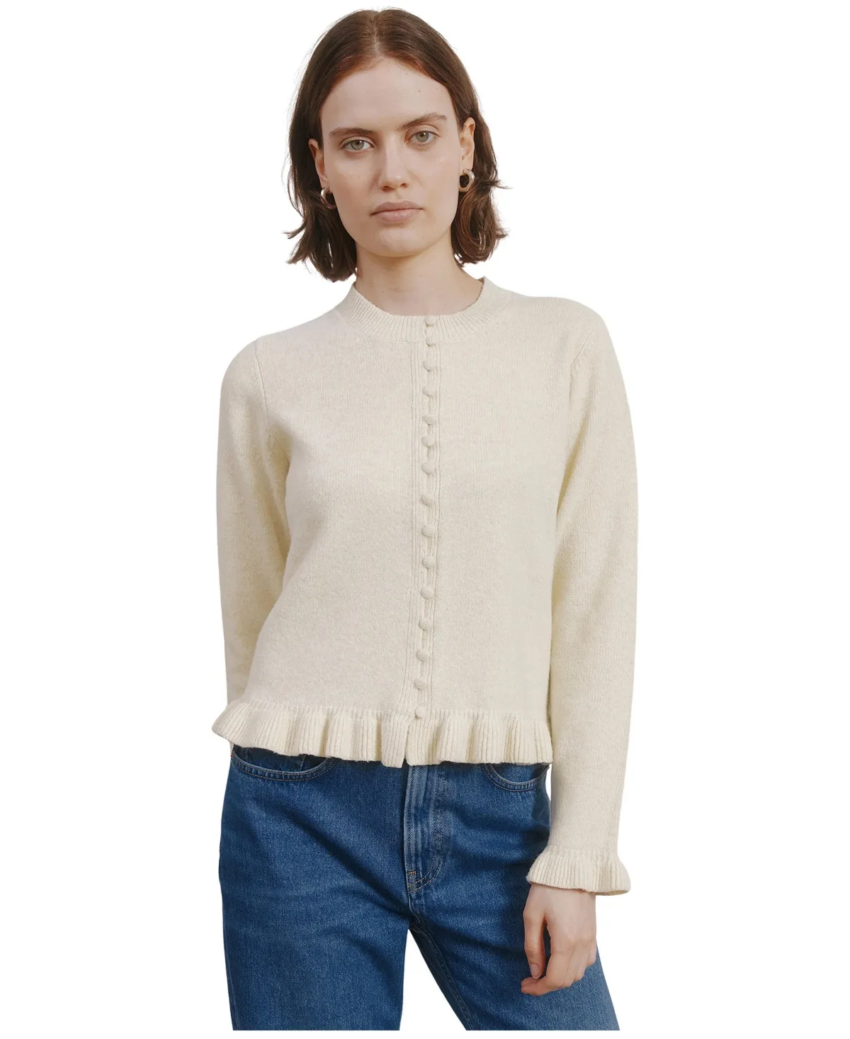 Frill Button Cardigan by Albaray