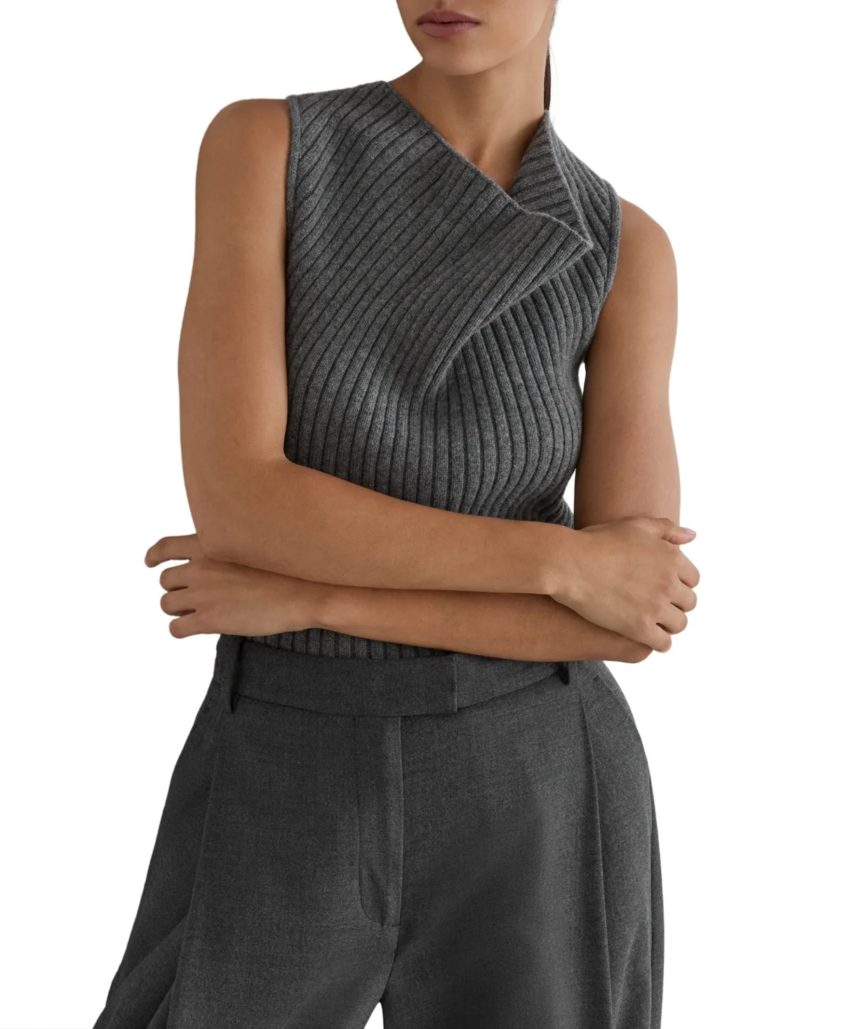 Maggie Cowl Neck Rib Knit Vest by Reiss