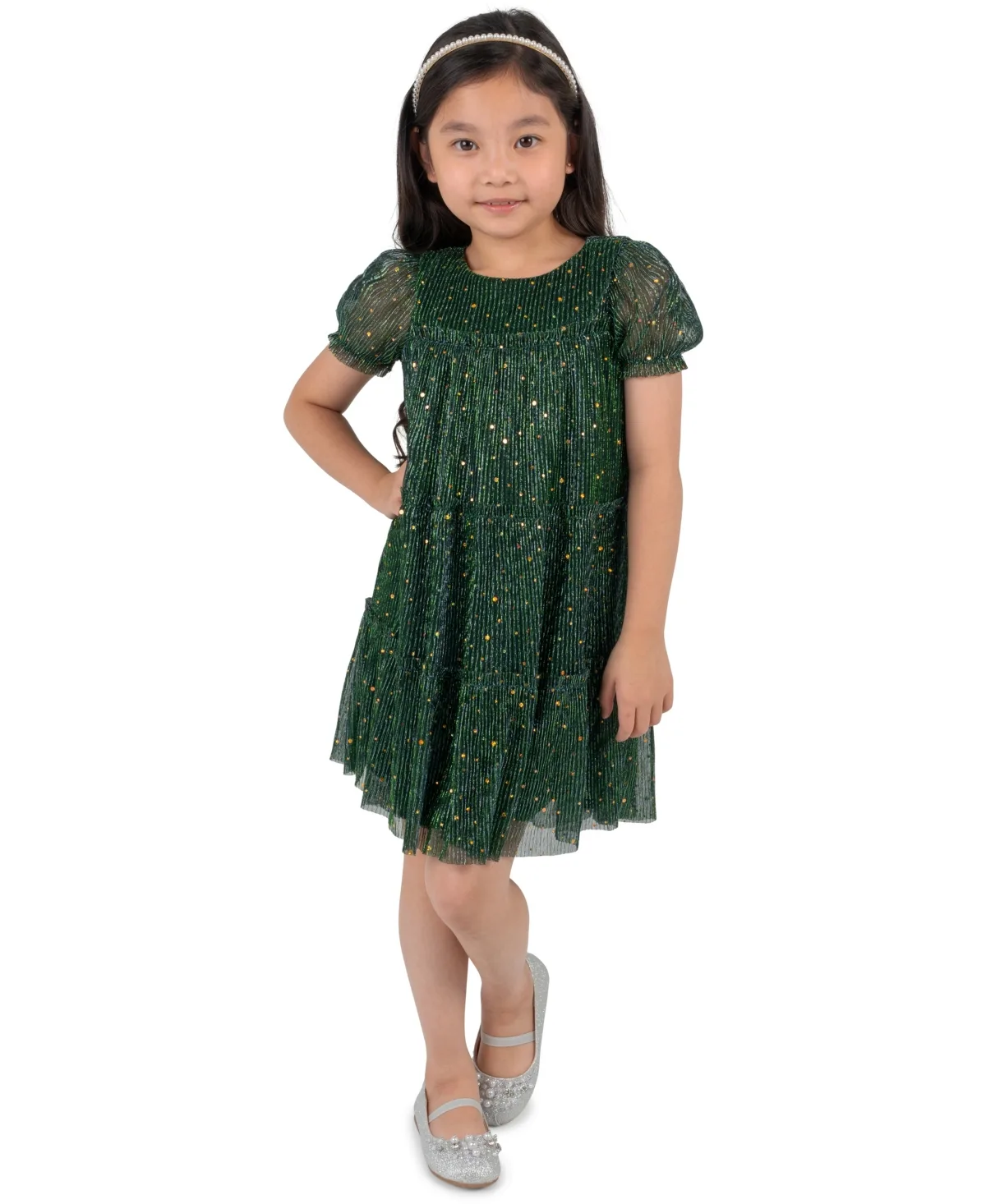 Puff Sleeve Tiered Boucle Dress by Rare Editions