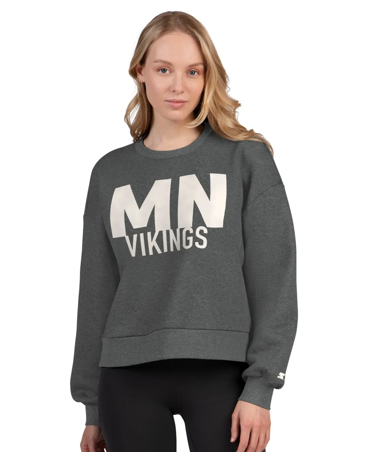 Minnesota Vikings Show Up Cropped Fleece Pullover Sweatshirt by Starter