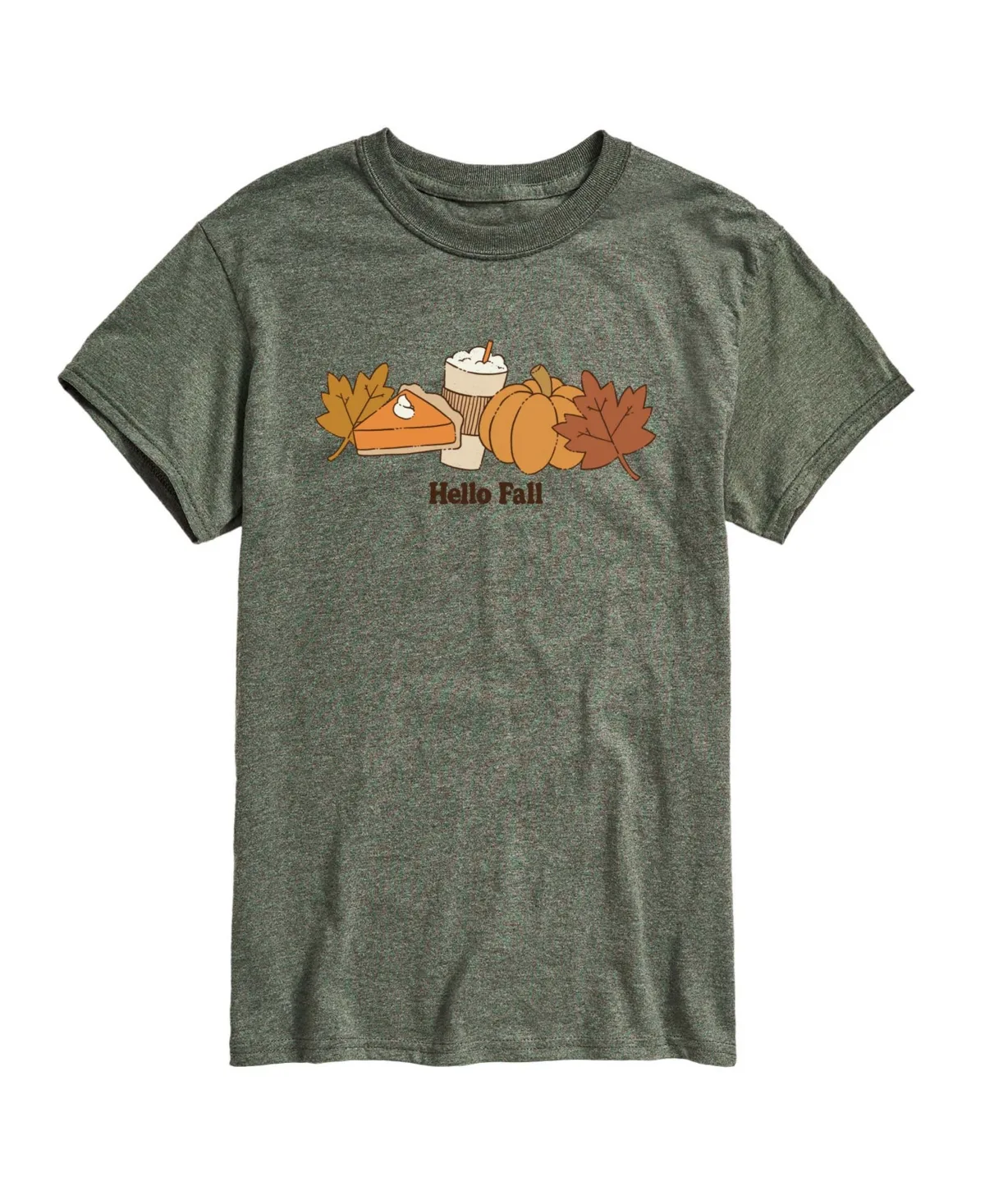 Hello Fall Pumpkin Graphic Crew Neck T-Shirt by Airwaves