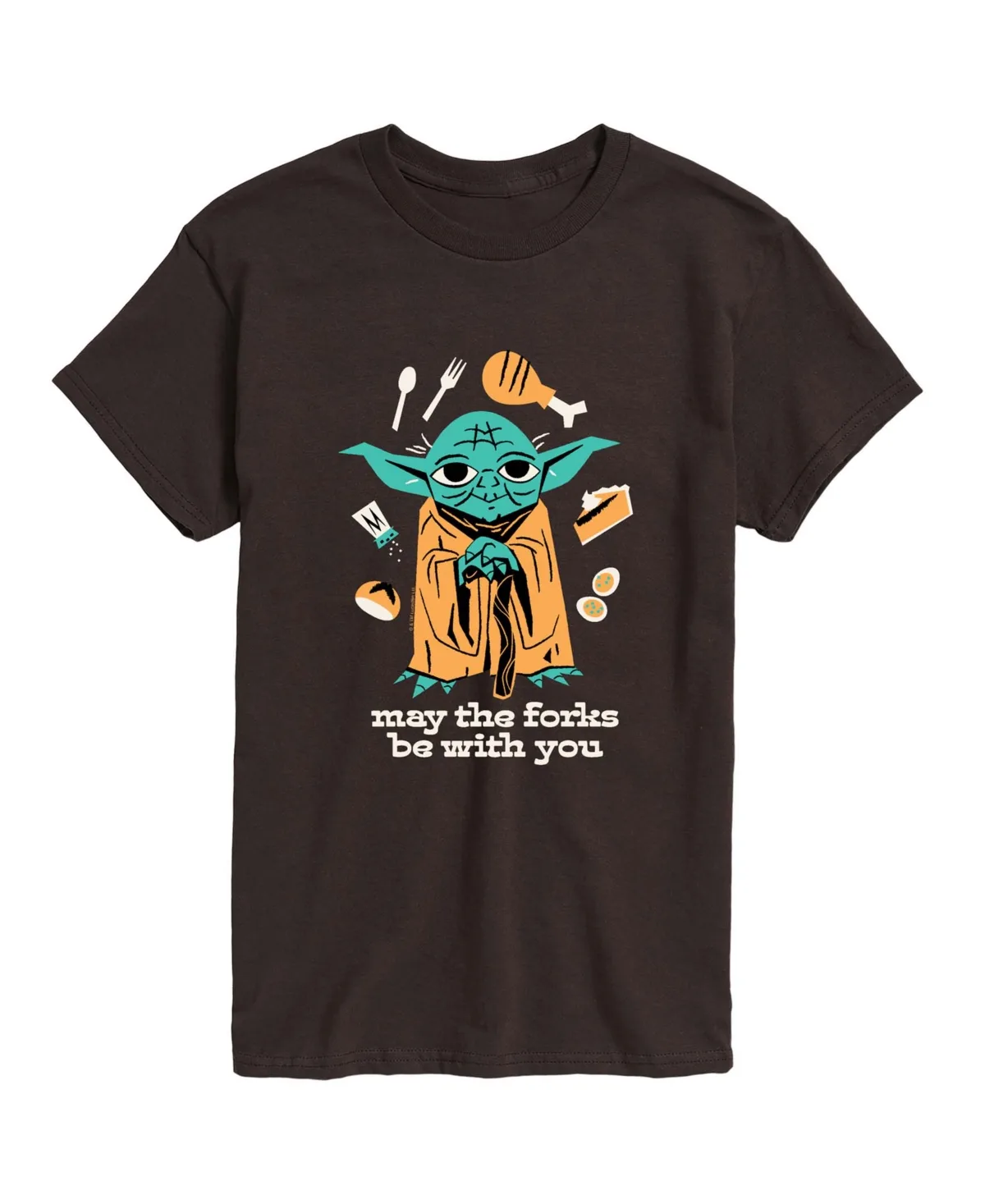 May the Forks Be with You Star Wars Yoda Thanksgiving Graphic T-Shirt by Airwaves