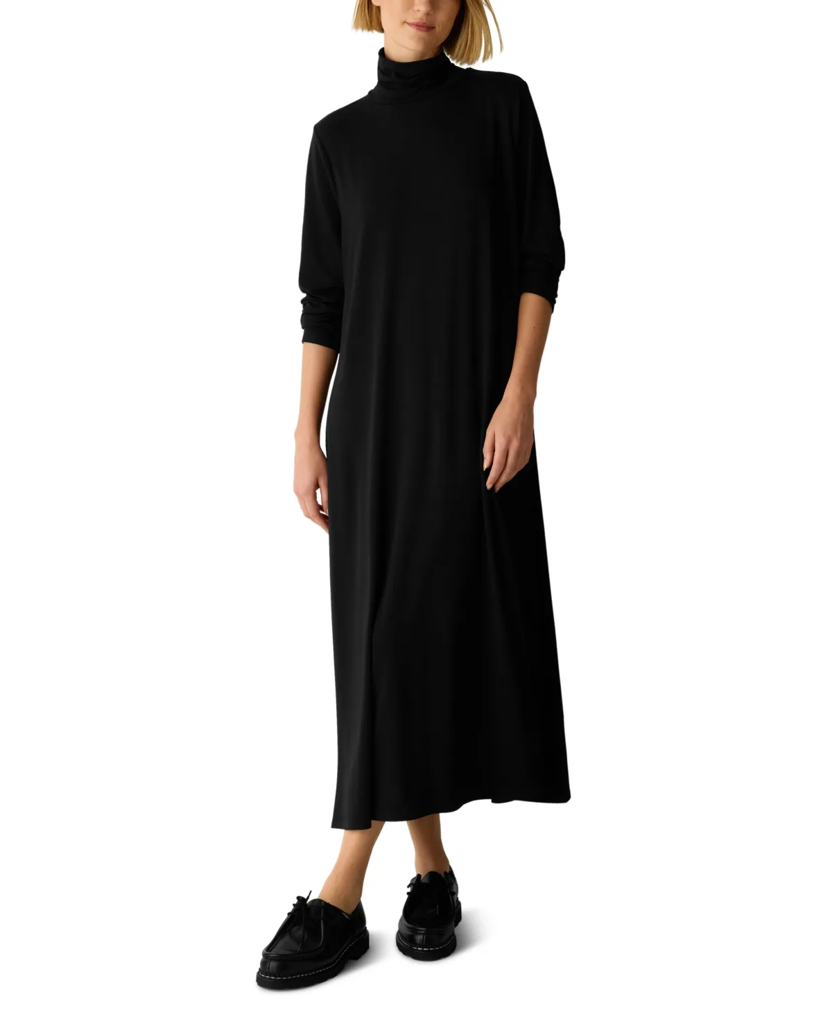 Long-Sleeve Turtleneck Midi Dress by Eileen Fisher