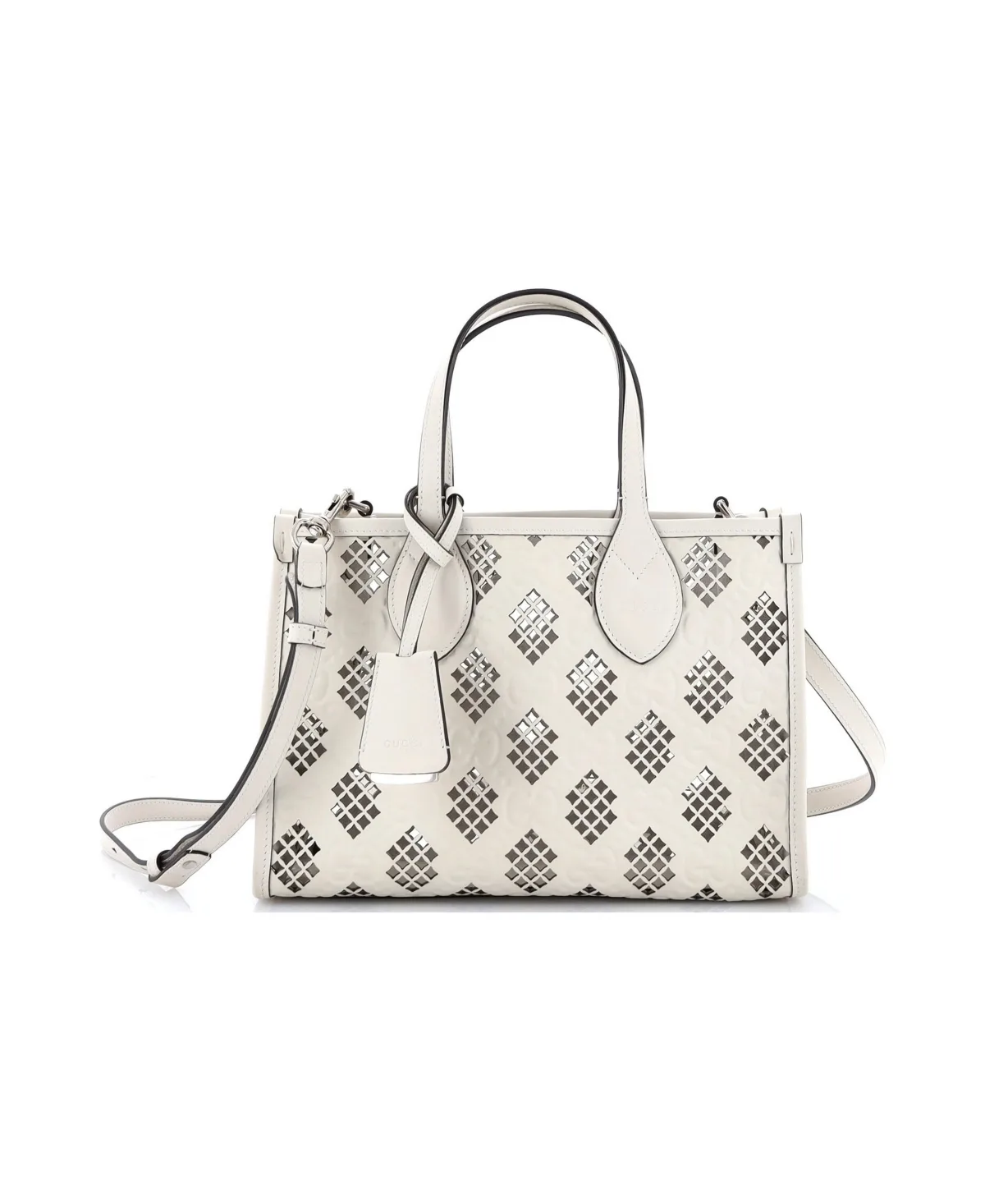 Pre-Owned Small Convertible Tote Gg Debossed Laser Cut Leather by Gucci