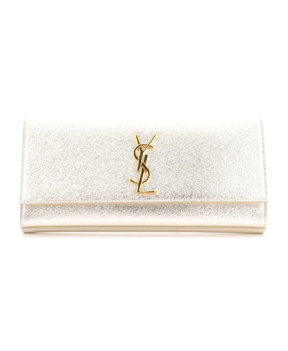 Pre-Owned Long Classic Monogram Clutch Metallic Calfskin by Saint Laurent