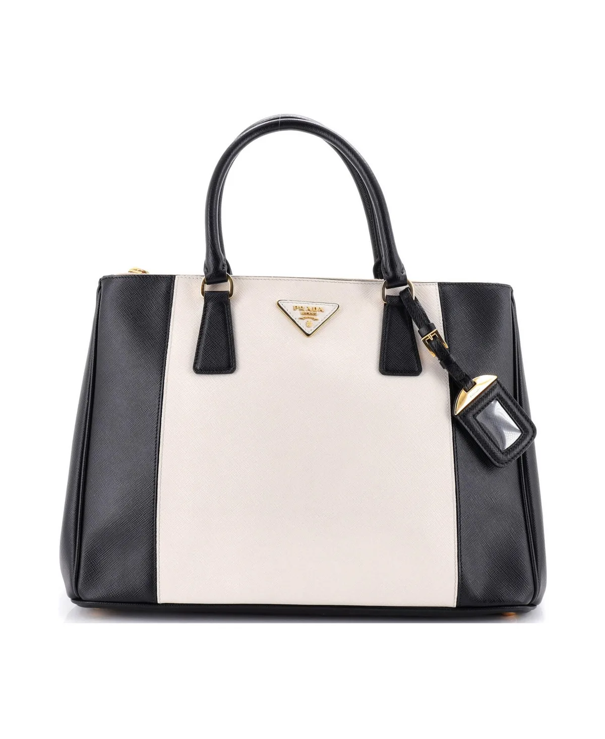 Pre-Owned Medium Bicolor Double Zip Lux Tote Saffiano Leather by Prada