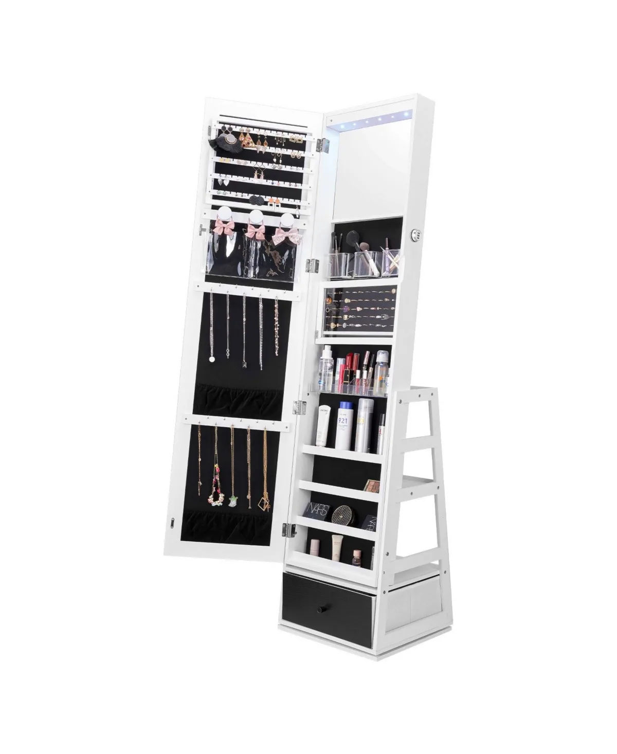 360 Degree Rotating Standing Jewelry Mirror with Storage by Mecale