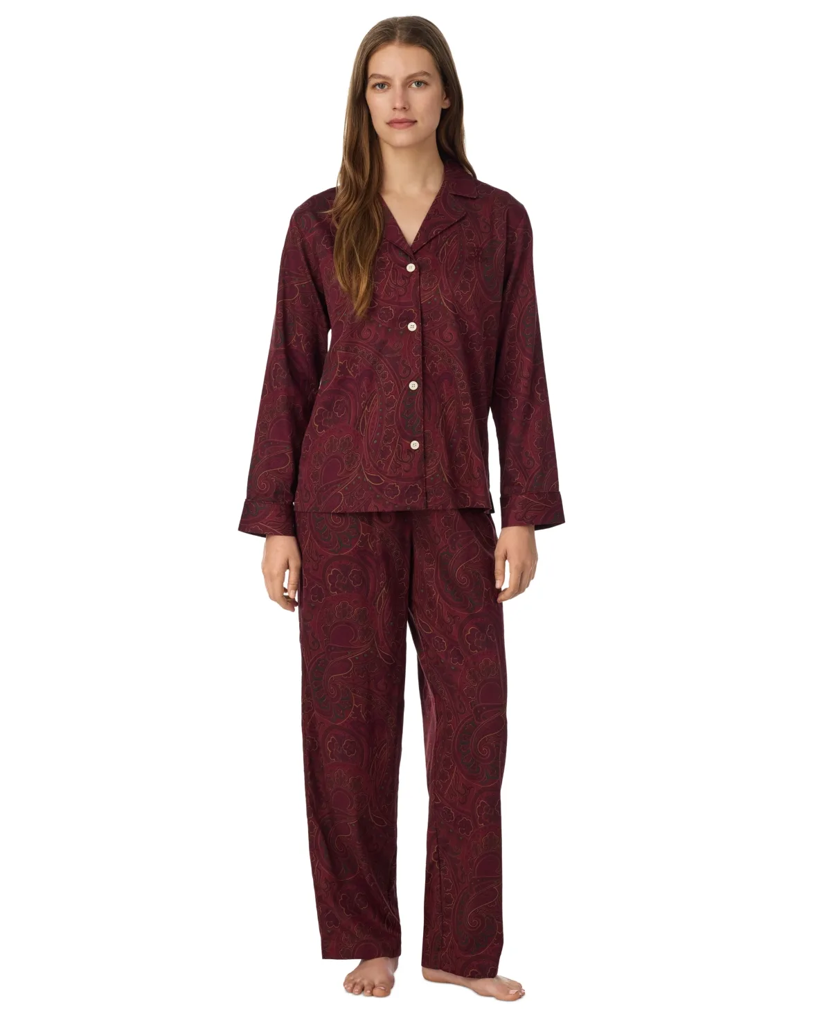 Lauren Ralph Lauren Paisley Long-Sleeve Notch Collar Pajama Set by Ralph Lauren