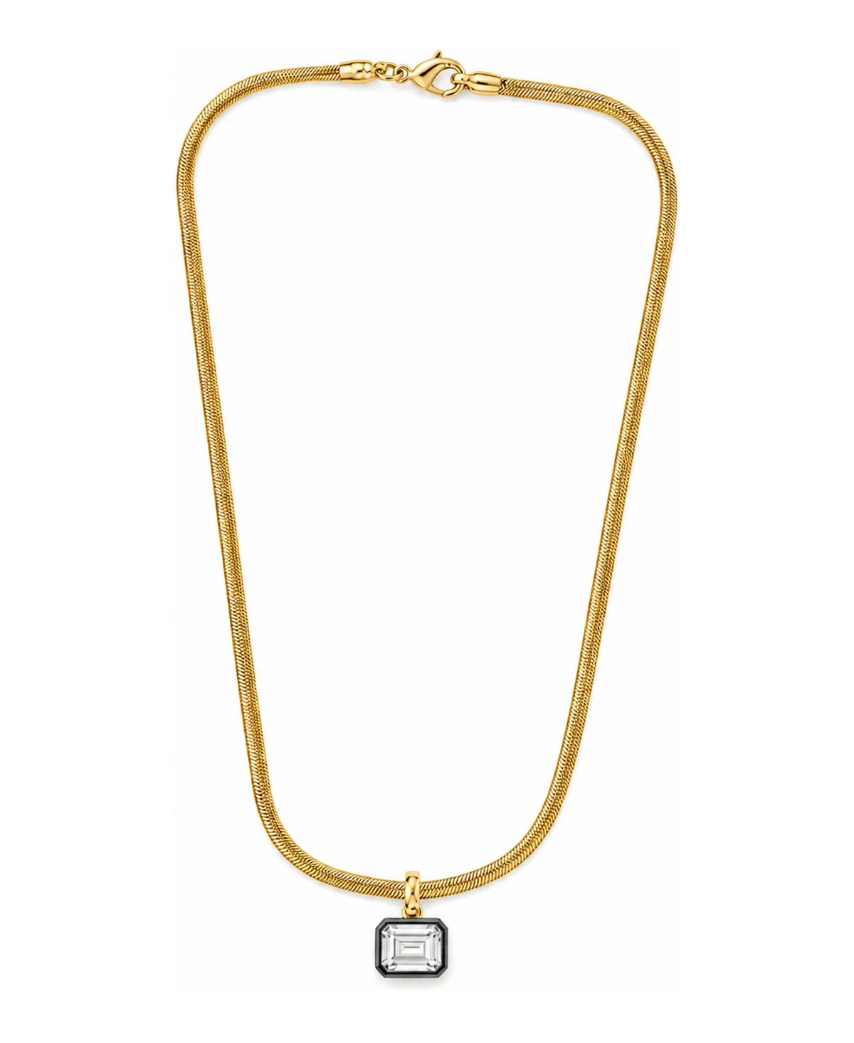 Emerald Cut CZ Charm Black Rhodium Gold Over Silver Chain by Etoielle