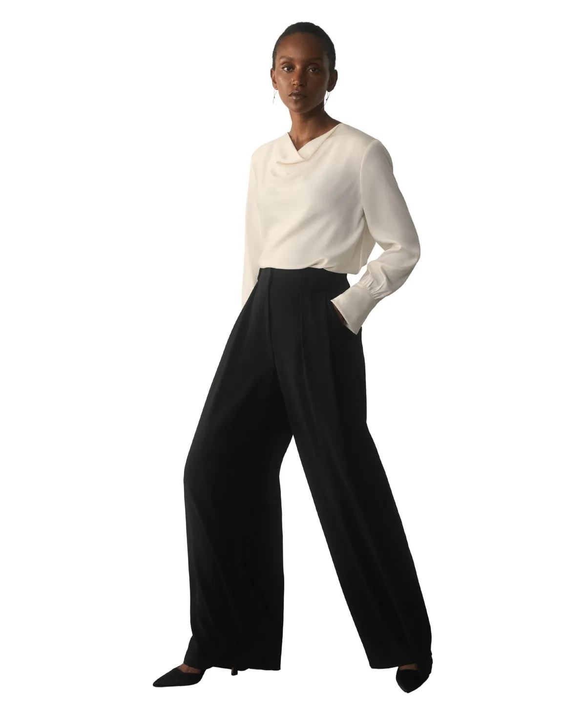 Lyon Pleated High-Waist Wide-Leg Trousers by The Fold