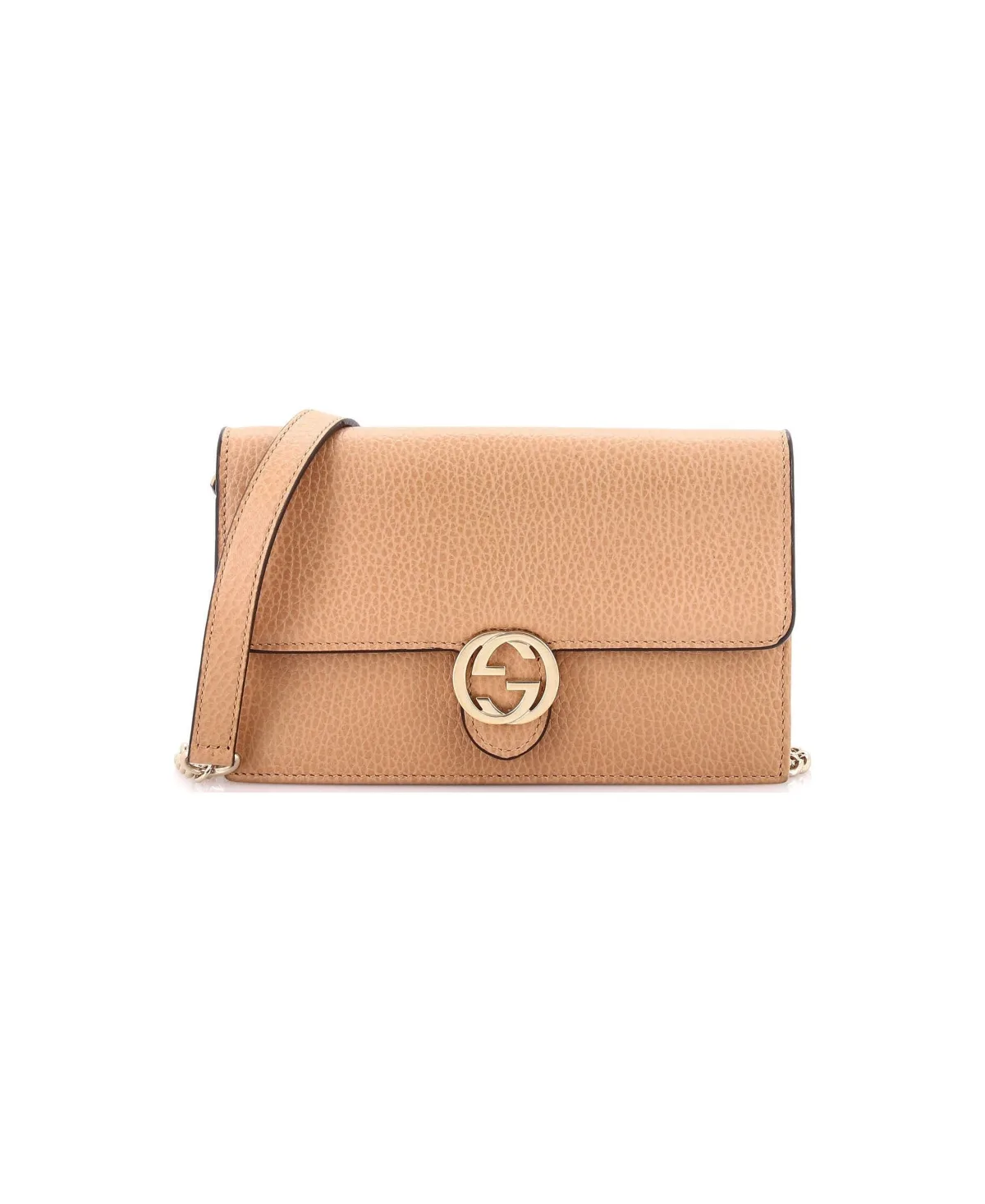 Pre-Owned Interlocking Wallet on Chain Leather by Gucci