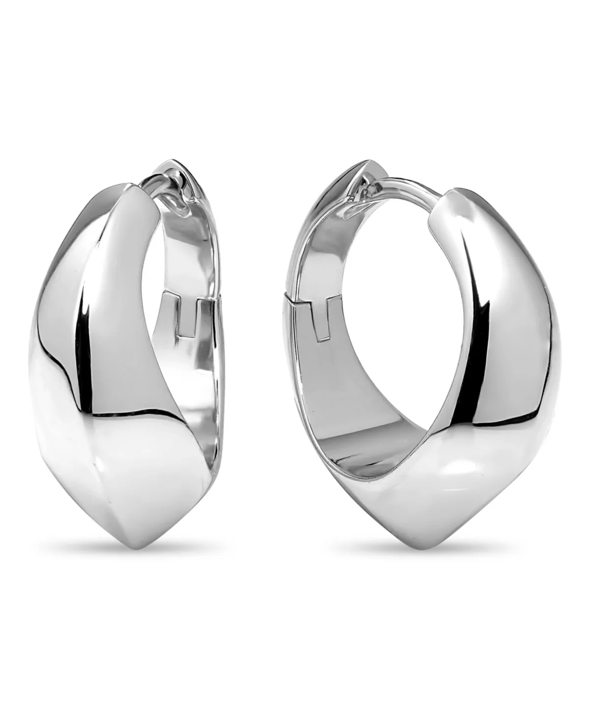 Sterling Silver Beveled Curve Hoop Earrings by Devata