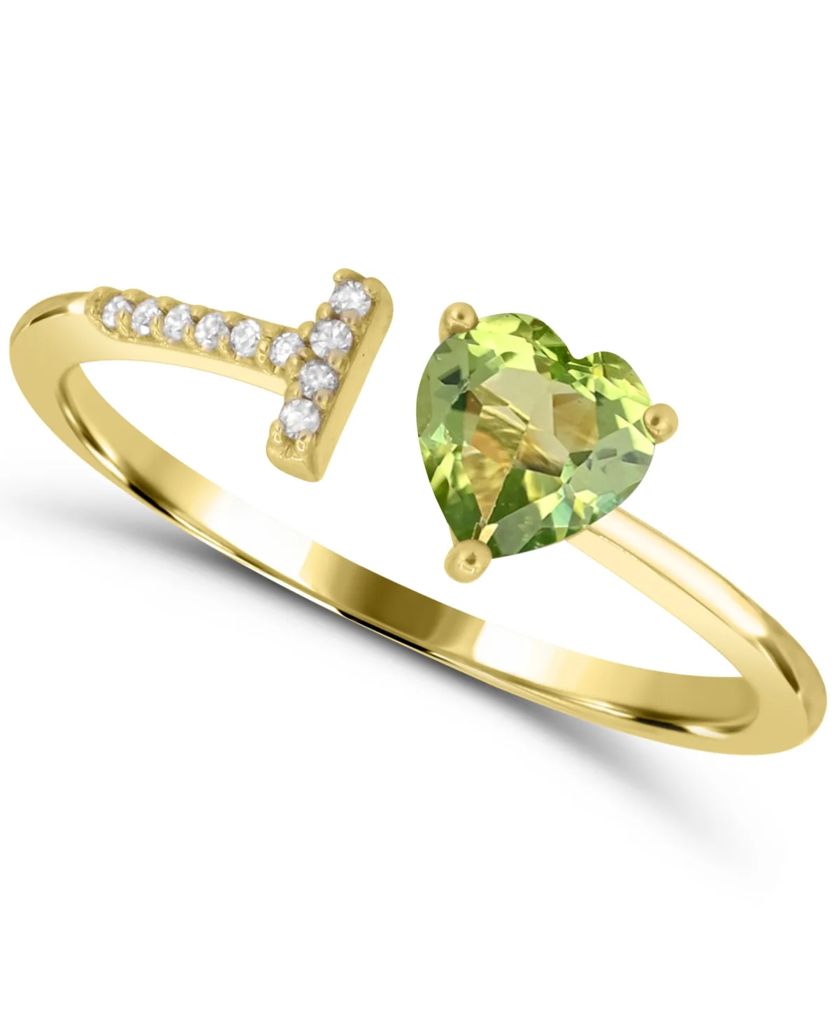 Peridot and Diamond Ring (3/8 ct. t.w. Peridot, 1/20 ct. t.w. Diamond) in 14k Gold-Plated Sterling Silver by Macy's