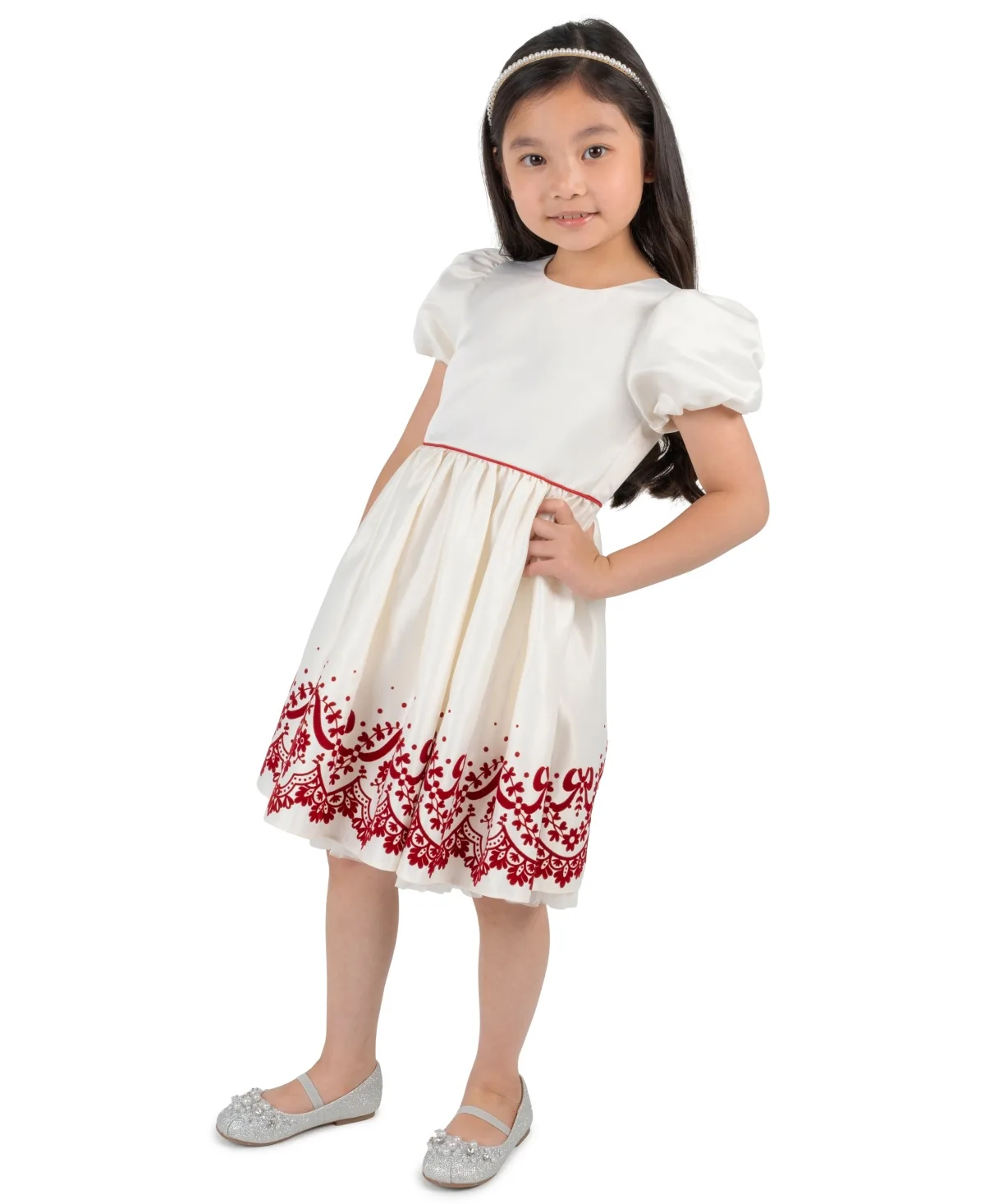 Puff-Sleeve Fit & Flare Floral Dress by Rare Editions