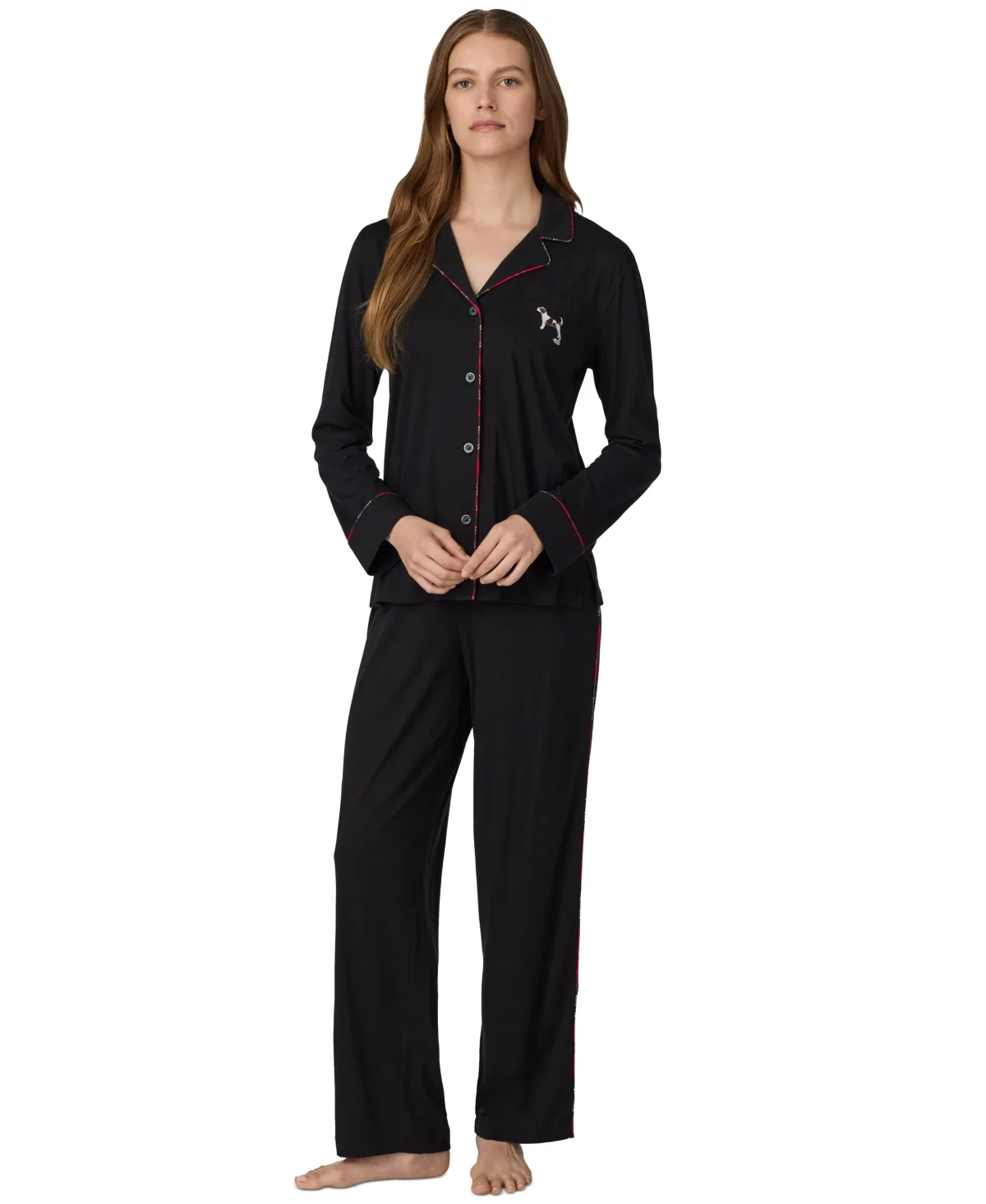 Long-Sleeve Notch Collar Top and Pants, 2-Piece Set, Created for Macys by Ralph Lauren