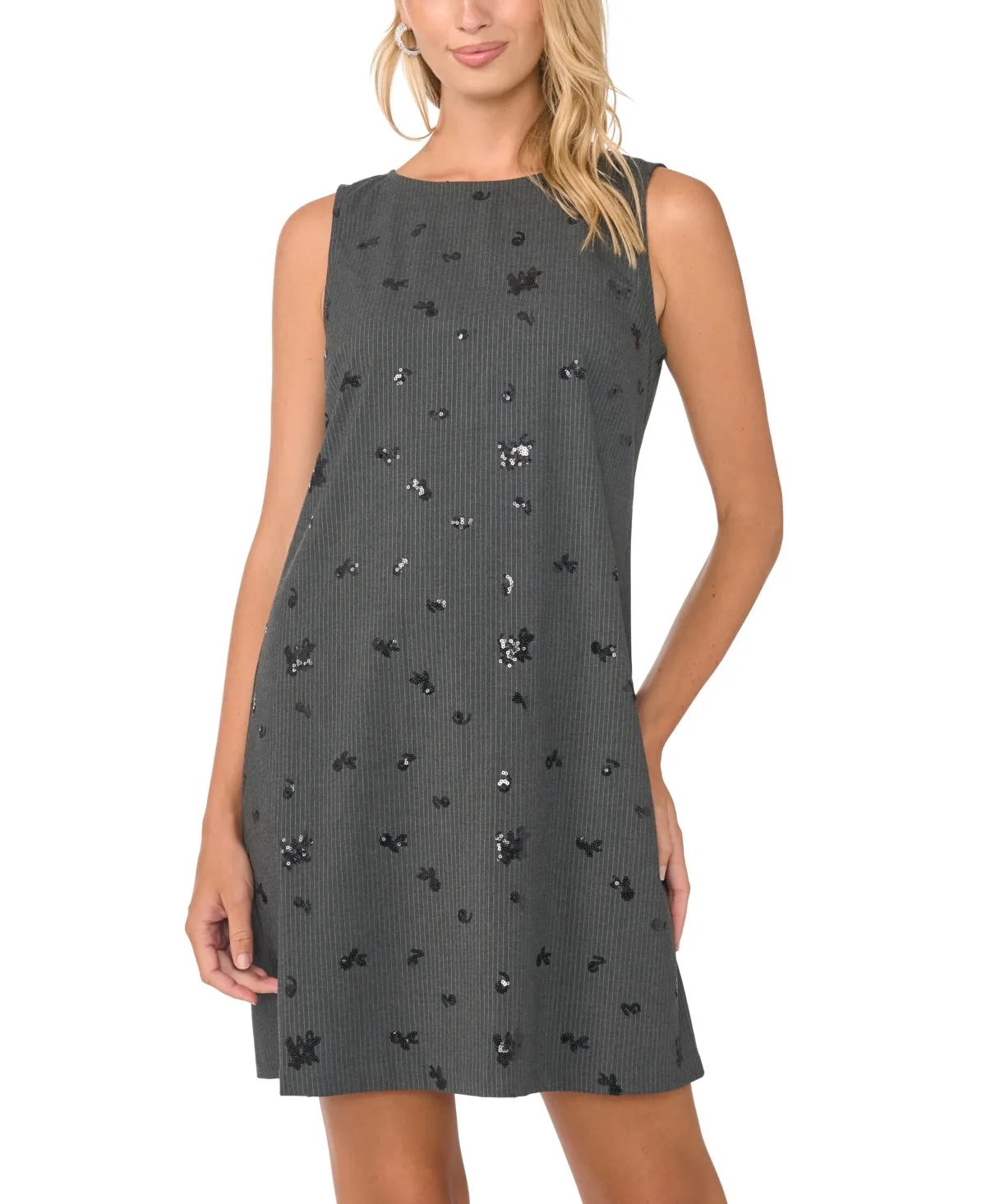 Sequin-Embellished Sleeveless Crewneck Mini Dress by Vince Camuto