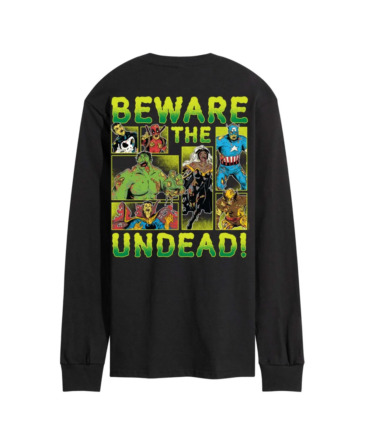 Zombies Beware the Undead Long-Sleeve Graphic Cotton T-Shirt by Airwaves