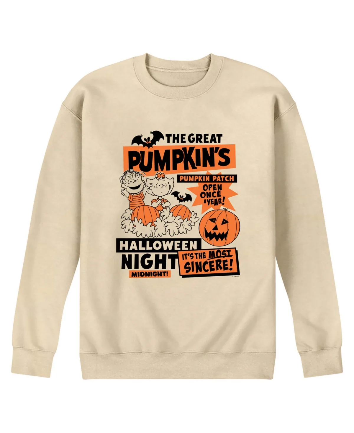 The Great Pumpkins Pumpkin Patch Linus and Sally Graphic Crewneck Fleece Long-Sleeve Sweatshirt by Airwaves