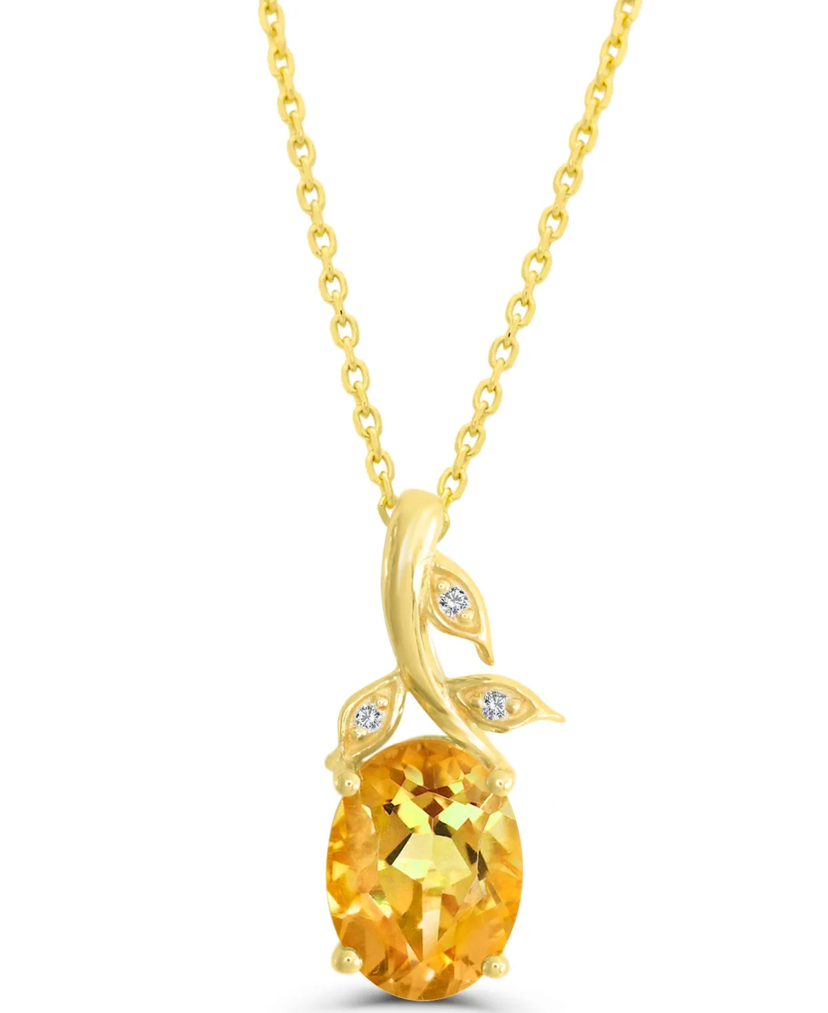 Citrine (7/8 ct. t.w.) and Diamond Accent Pendant in 14k Gold-Plated Sterling Silver by Macy's