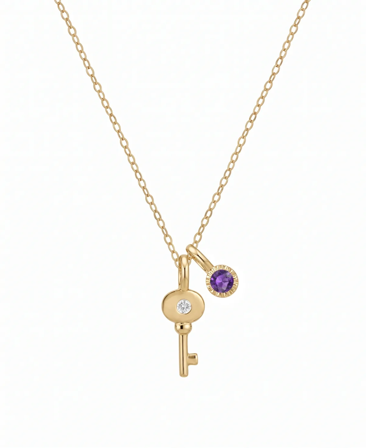 Amethyst with Diamond Accent Key Charm Pendant (1/10 ct. t.w.) in 14k Gold by Macy's