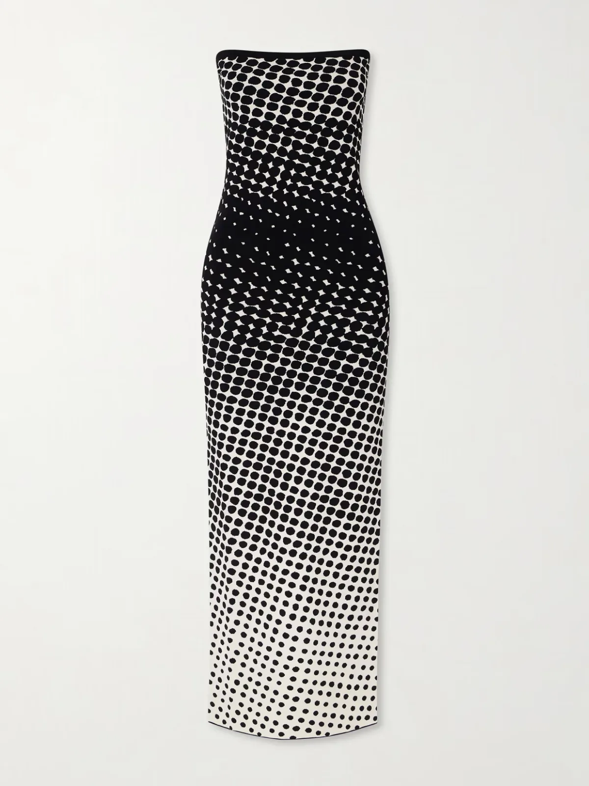 - Strapless Polka-dot Knitted Maxi Dress -