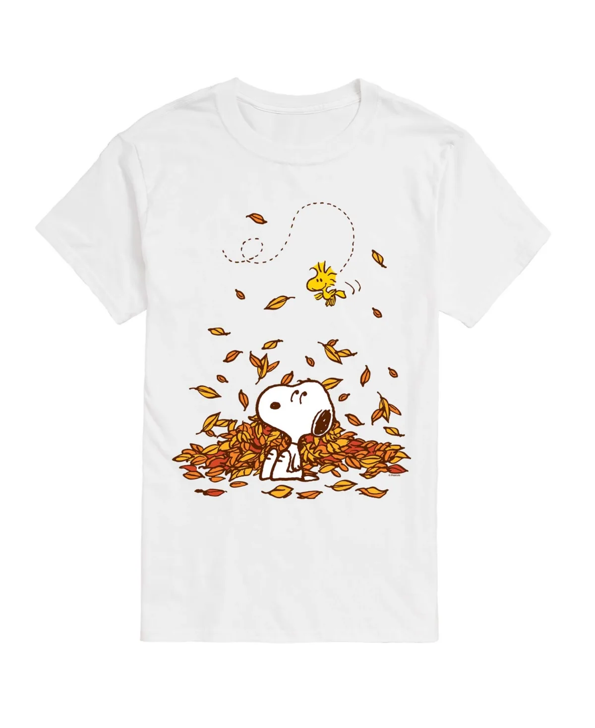 Snoopy and Woodstock Fall Leaves Crewneck Short-Sleeve T-Shirt by Airwaves