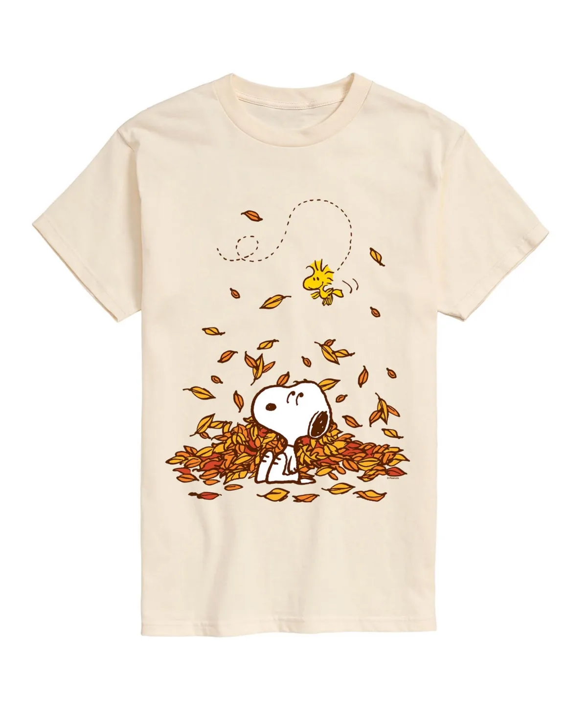 Snoopy and Woodstock Fall Leaves Crewneck Short-Sleeve T-Shirt