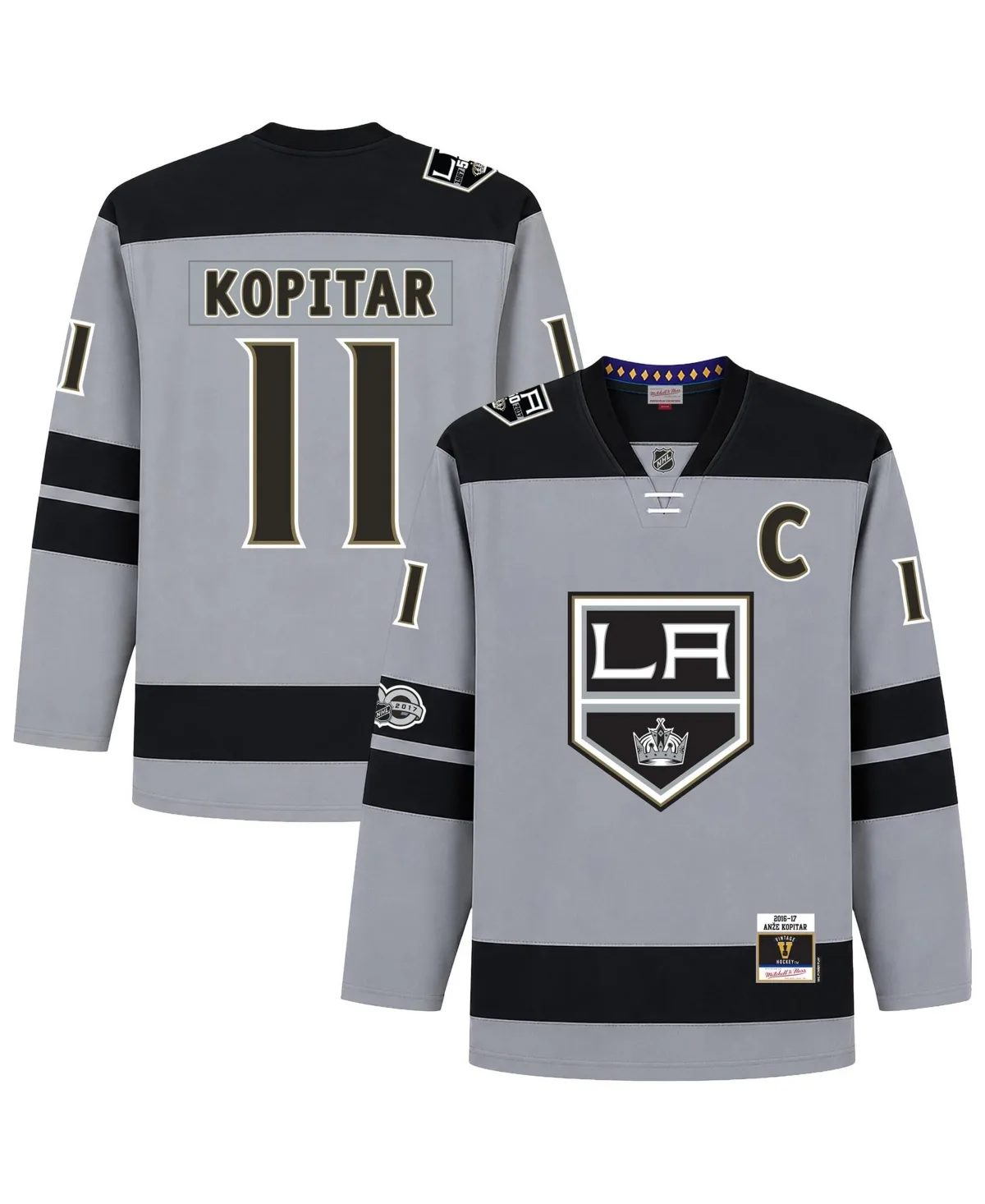 Anze Kopitar Los Angeles Kings 2016/17 Captain Patch Power Play Jersey by Mitchell & Ness