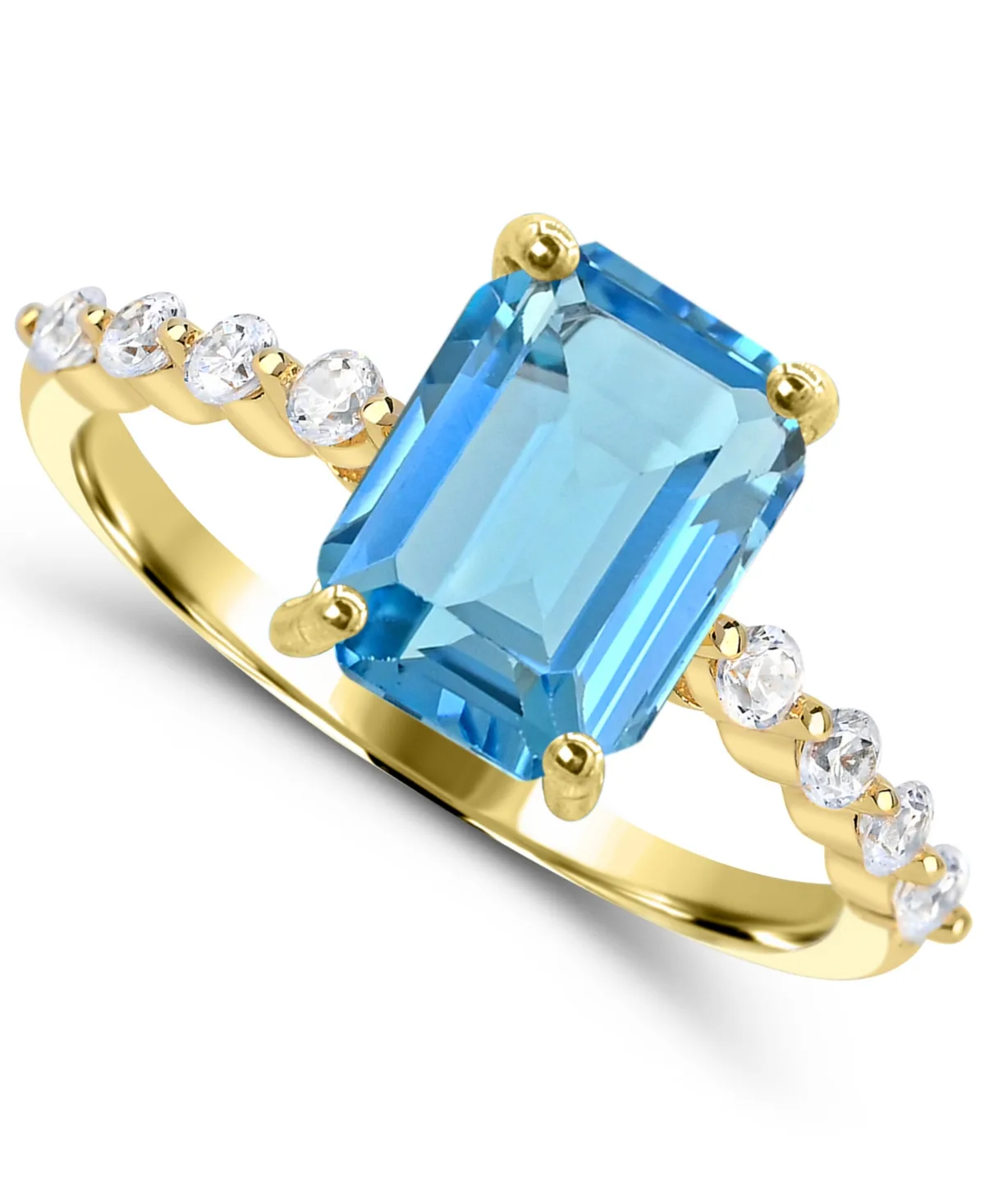 Swiss Blue Topaz and White Topaz Ring (1-1/2 ct. t.w.) in 14k Gold-Plated Sterling Silver by Macy's