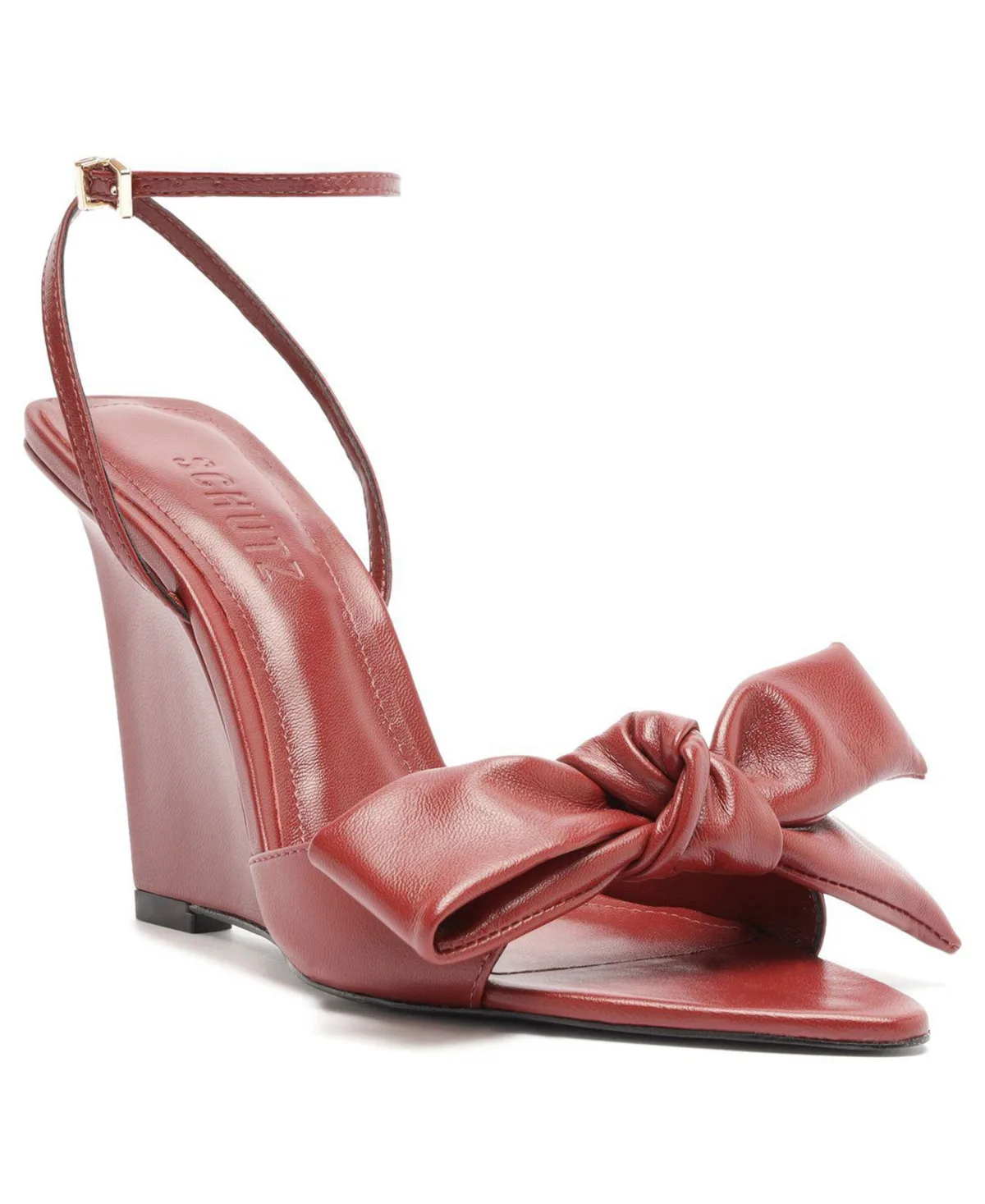 Elodie Pointed Toe Bow Ankle Strap Wedge Sandals by SCHUTZ