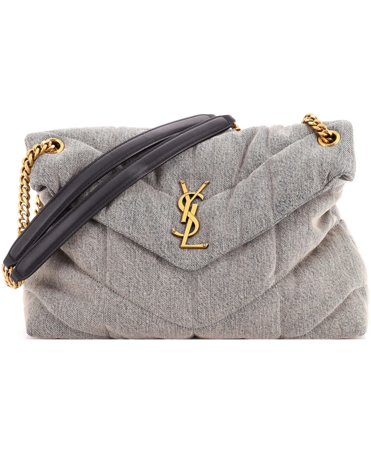 Pre-Owned Saint Laurent Medium Loulou Puffer Shoulder Bag Quilted Vintage Denim by Saint Laurent