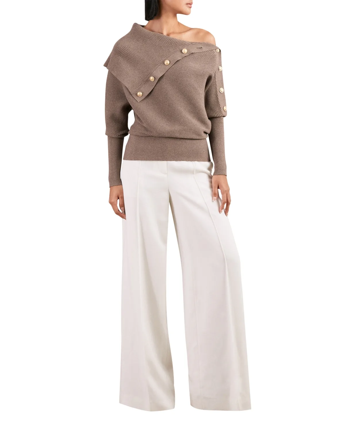 Lexi Button Shawl Jumper Top by Reiss