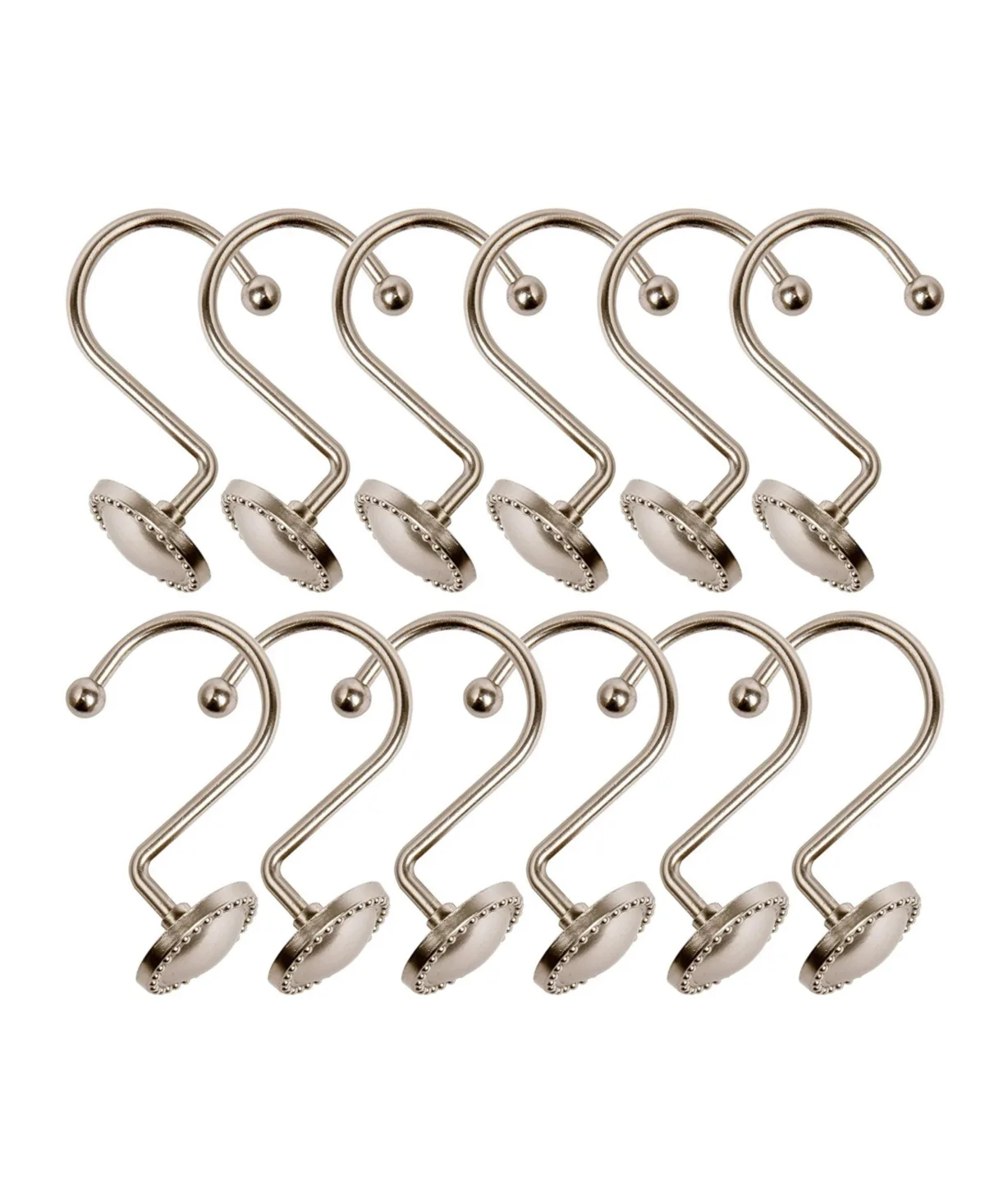 Rust-Proof Zinc Shower Curtain Hooks, Shower Hooks Hangers for Bathroom, Kitchen Utensils, Curtains, Clothing Etc - Set of 12 by Utopia Alley