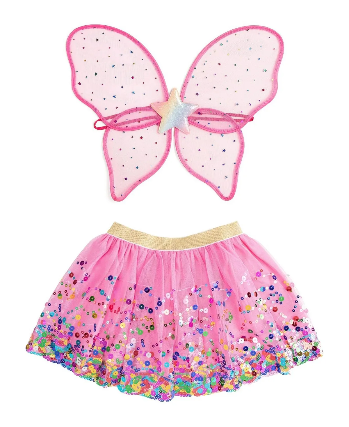 Rainbow Star Fairy Wing and Confetti Tutu Set by Sweet Wink