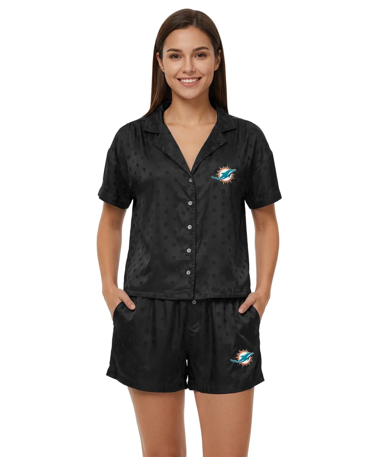 Miami Dolphins Wink Dot Satin Jacquard Sleep Set by Concepts Sport
