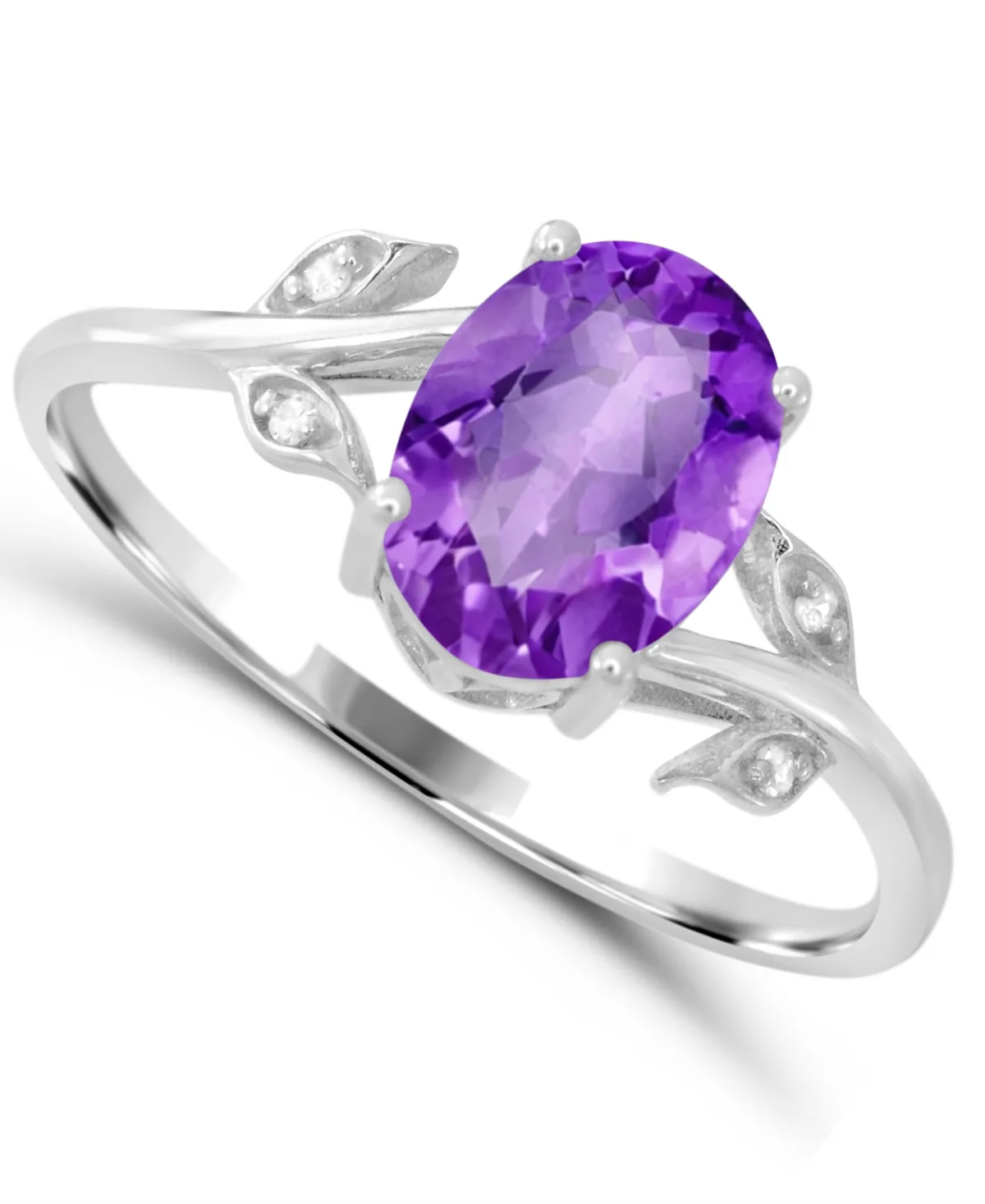 Amethyst Cocktail Ring (3/4 ct. t.w.) with Diamond Accent in Sterling Silver by Macy's