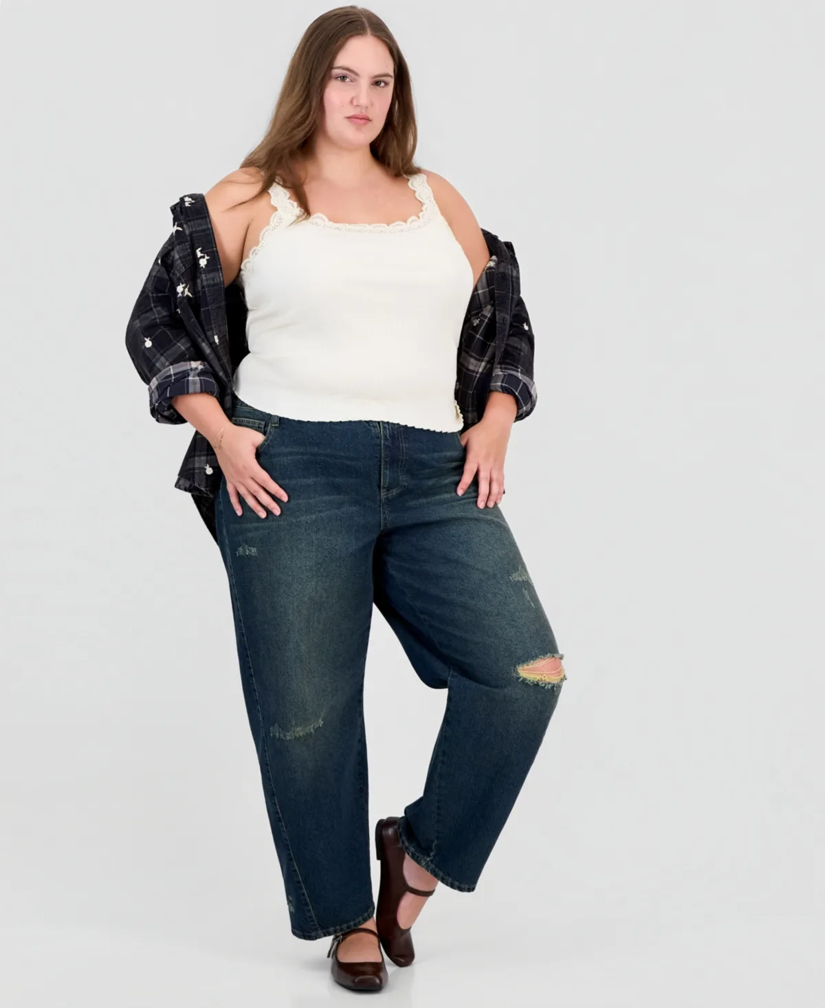 Low Curve Wide-Leg Dark-Rinse High-Rise Jeans by And Now This
