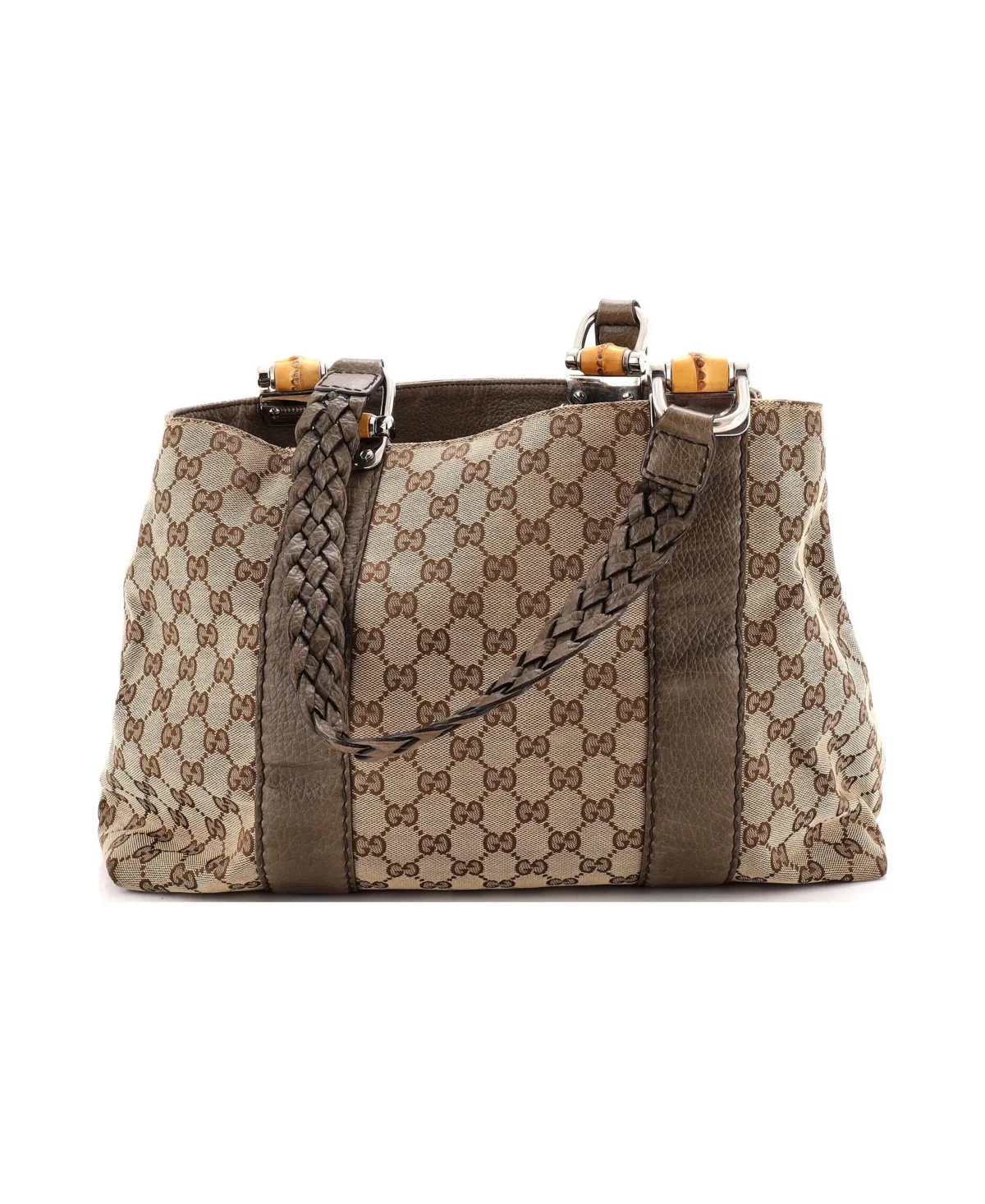 Pre-Owned Gucci Large Bamboo Bar Shoulder Bag GG Canvas by Gucci