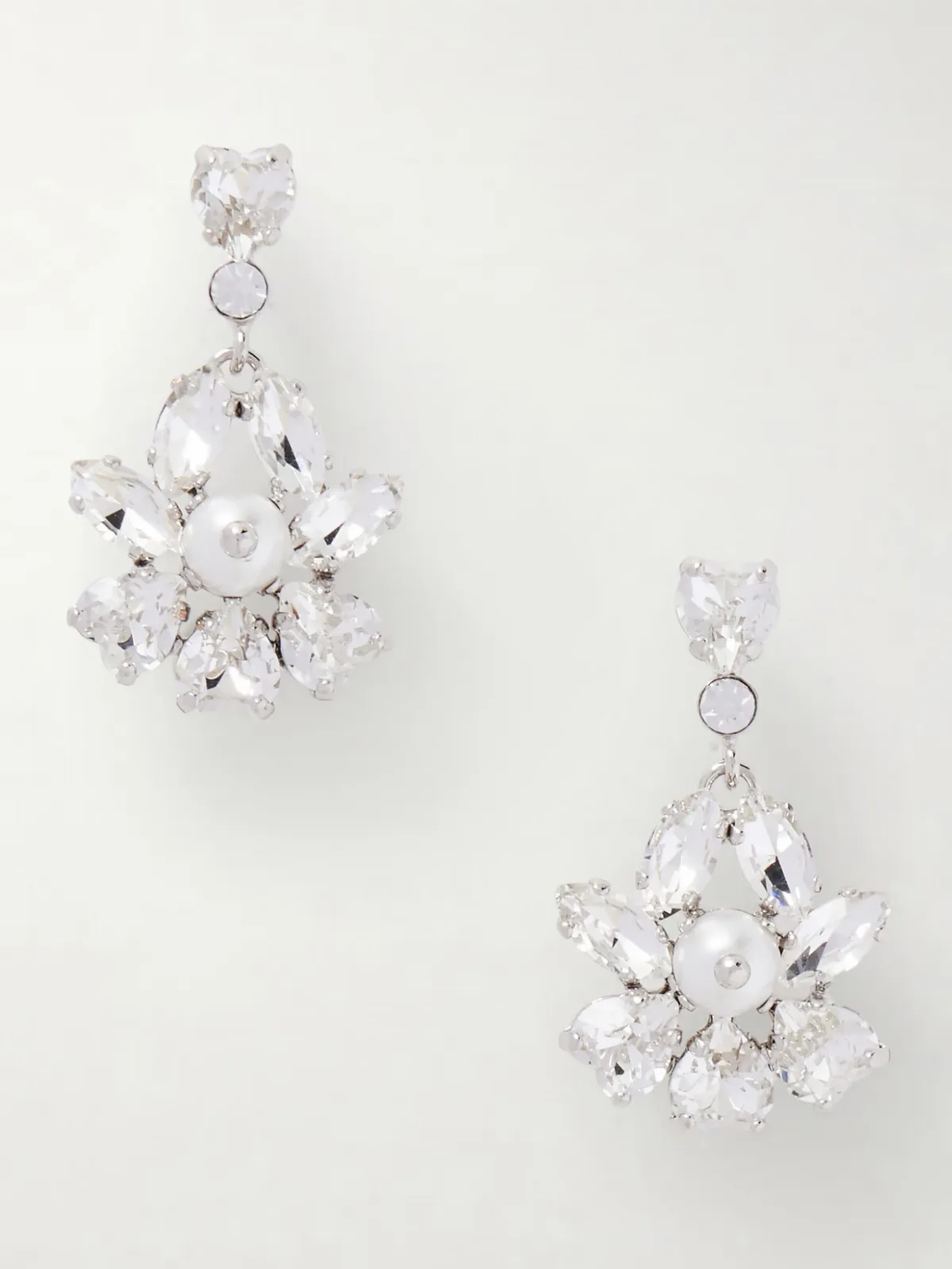 - Heartbloom Silver-tone, Crystal And Resin Earrings -