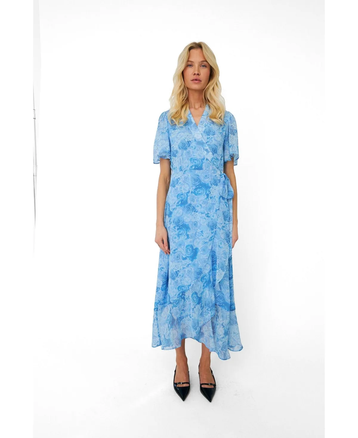 Linea Floral Wrap Midi Dress by Cras