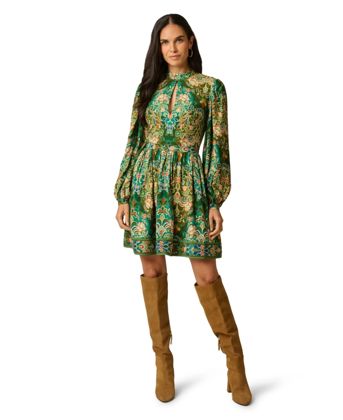 Puff-Sleeve Floral Mini Dress by Adrianna Papell