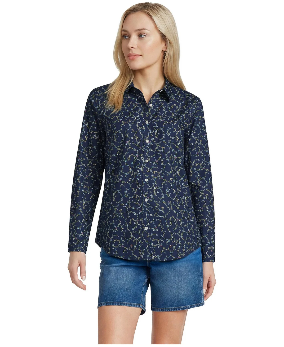 Lands End Tall No Iron Button Front Shirt by Lands' End