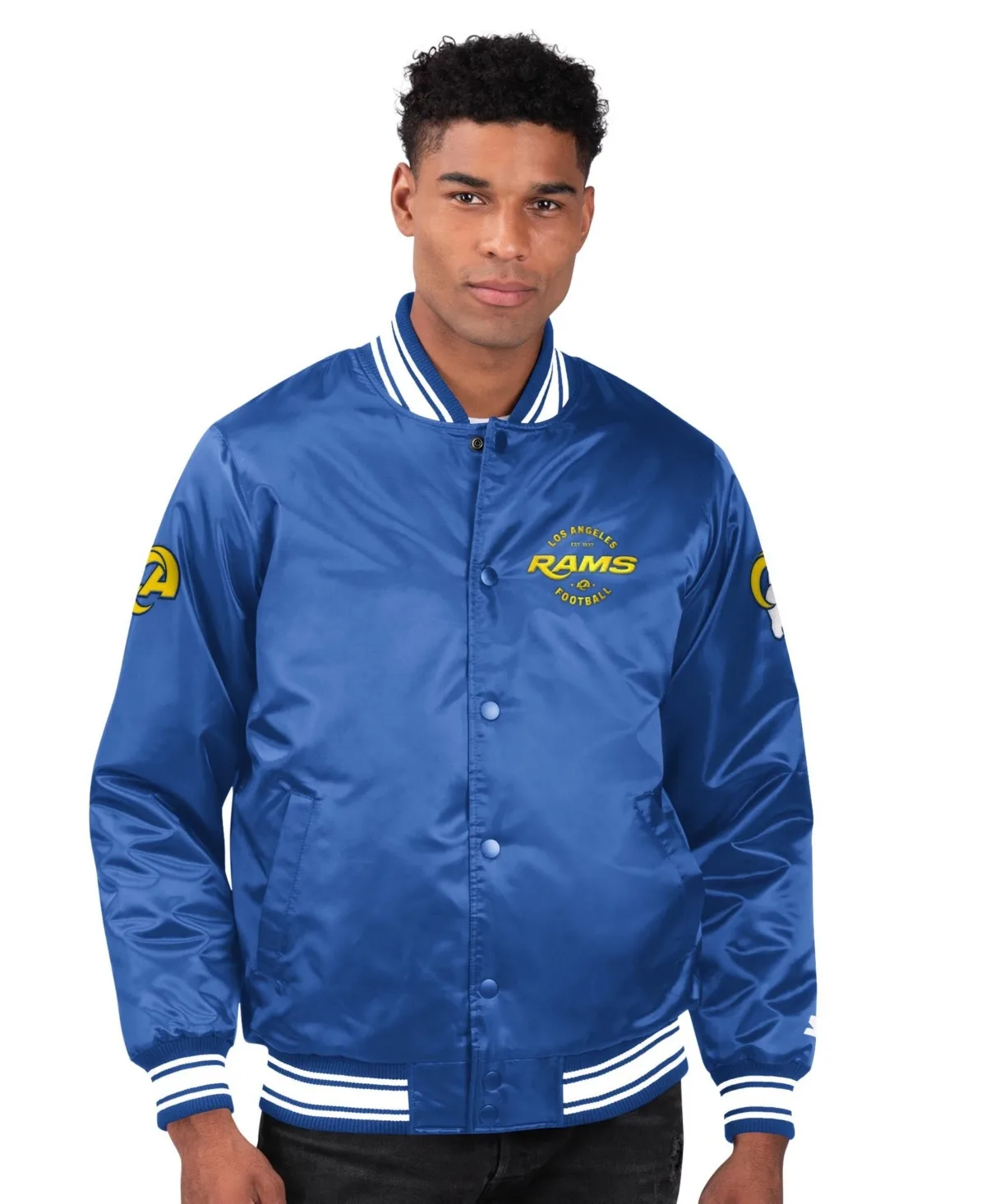 Starter Los Angeles Rams Locker Room Satin Varsity Full-Snap Jacket by Starter
