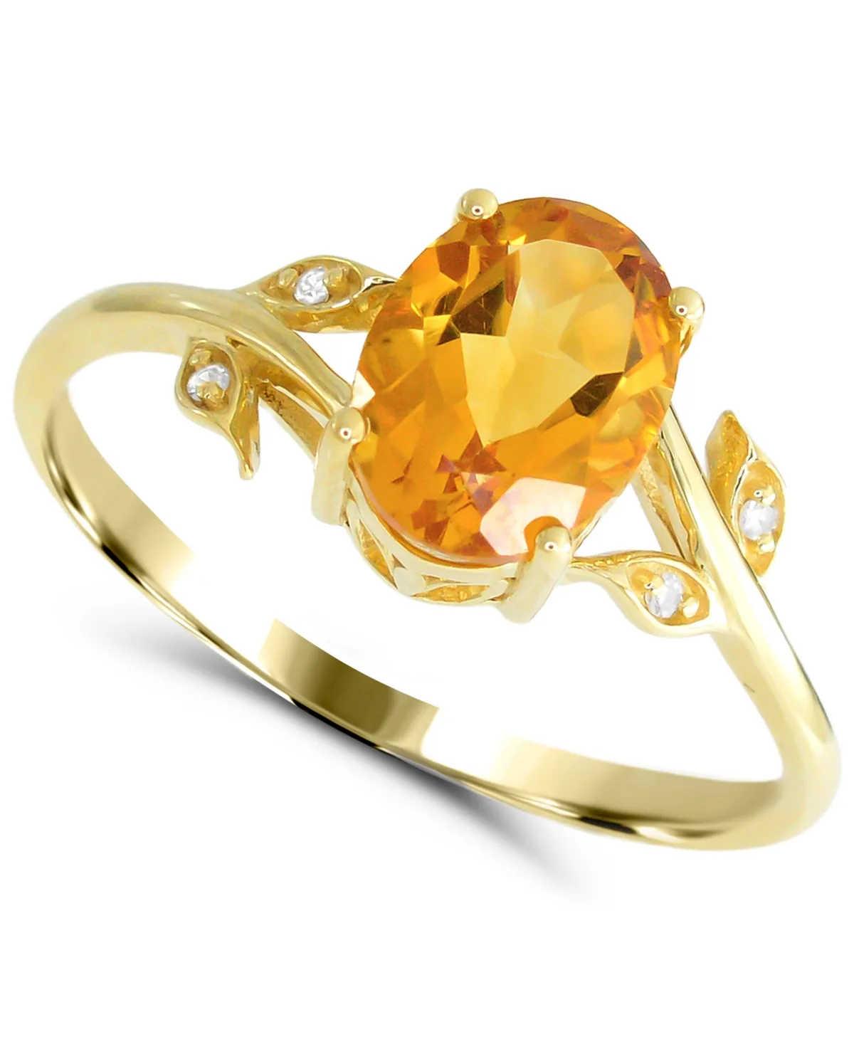 Citrine (7/8 ct. t.w.) and Diamond Accent Ring in 14k Gold-Plated Sterling Silver by Macy's