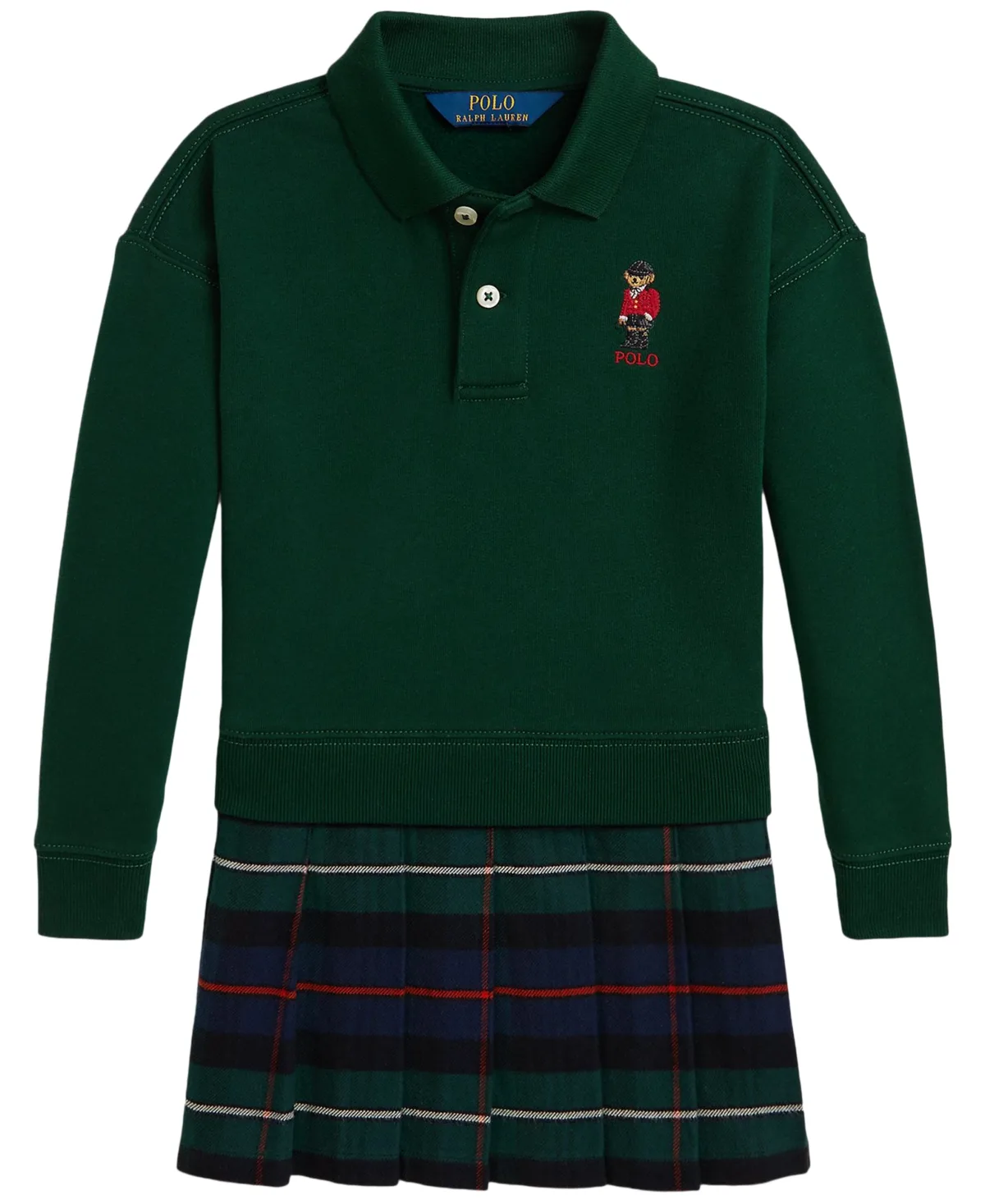 Polo Ralph Lauren Polo Bear Pleated-Skirt Fleece Dress by Polo Ralph Lauren